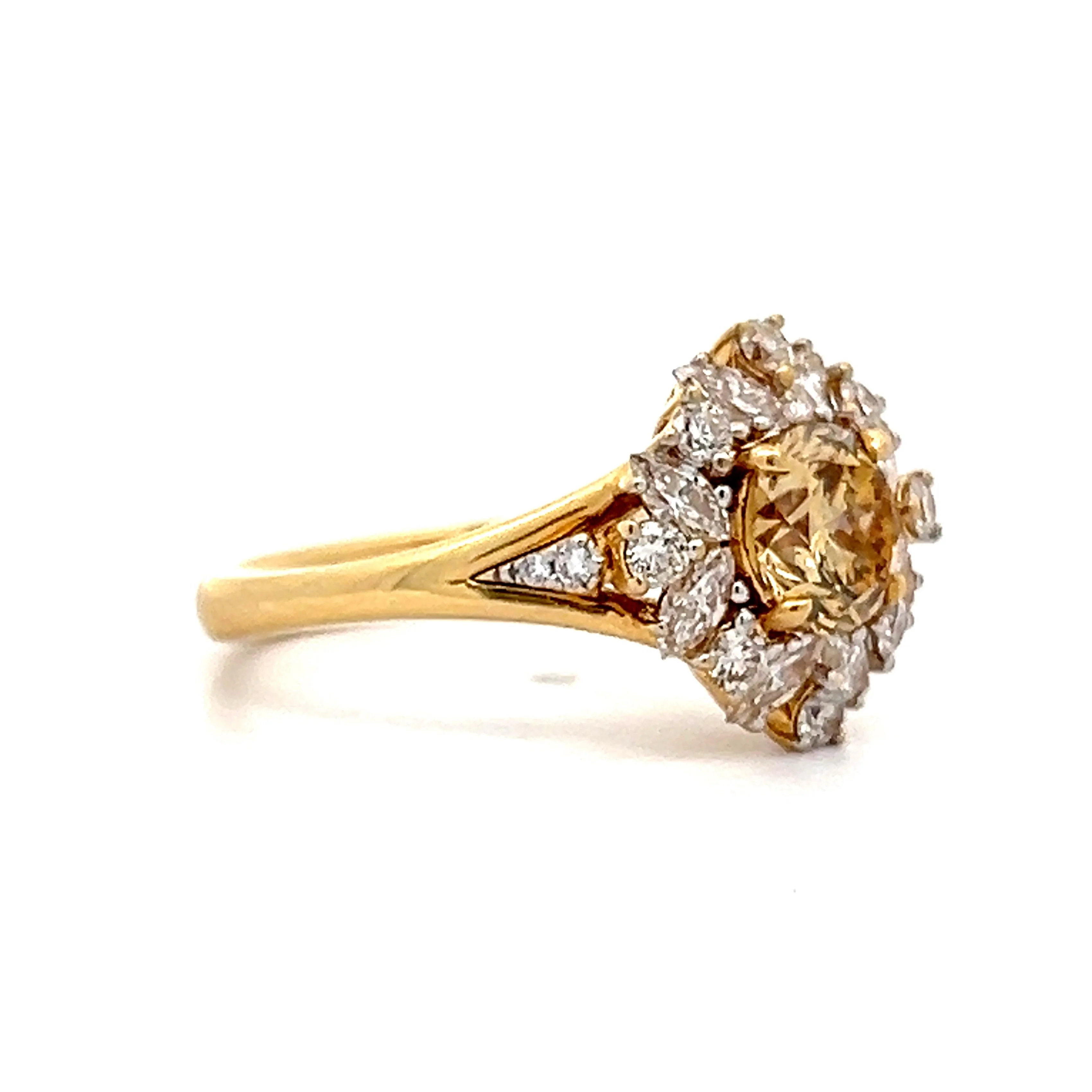 1.10 Cluster Diamond Ballerina Engagement Ring in 18k Yellow Gold - Image 3
