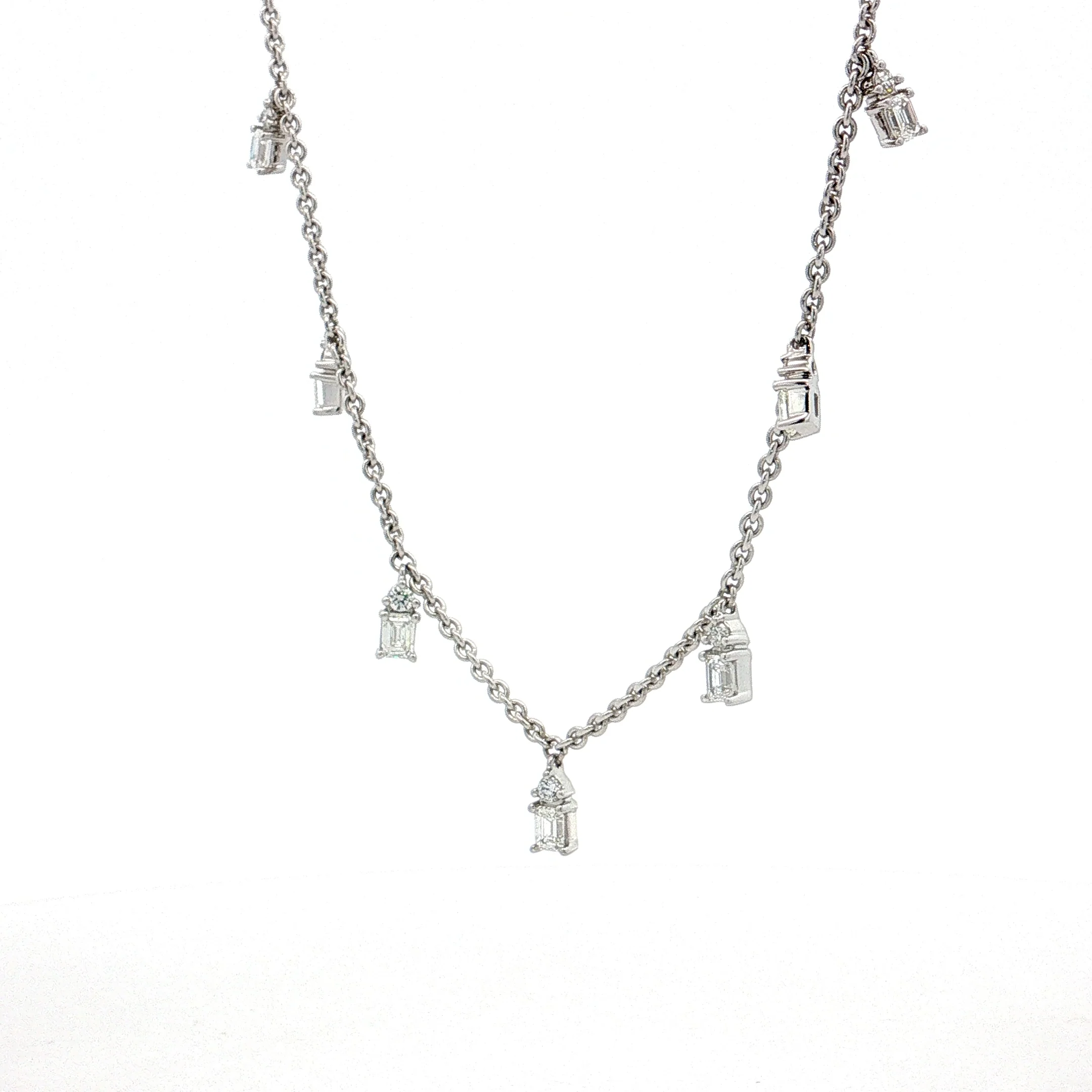 1.10 Diamond Station Dangle Necklace 18k White Gold - Image 2