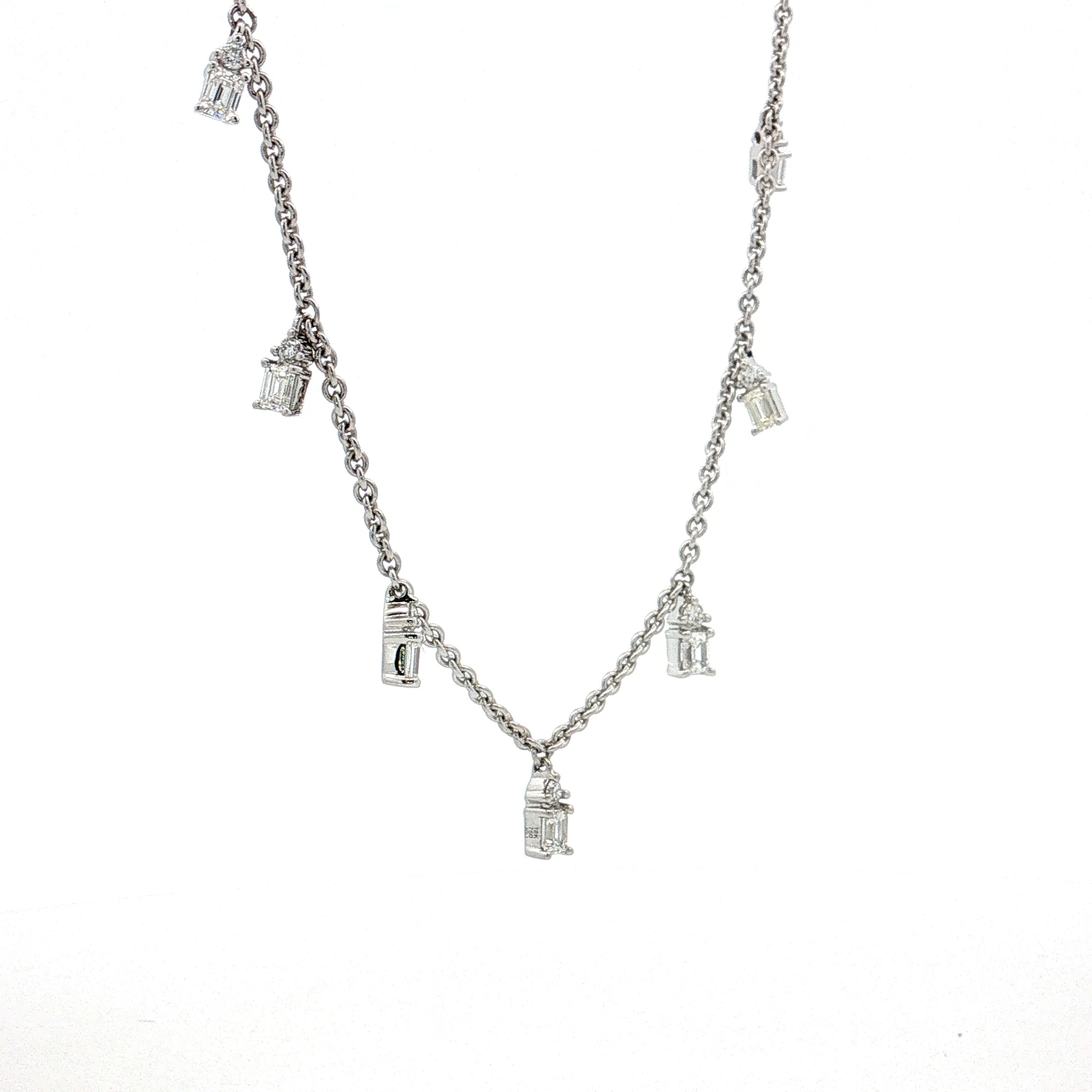 1.10 Diamond Station Dangle Necklace 18k White Gold - Image 3