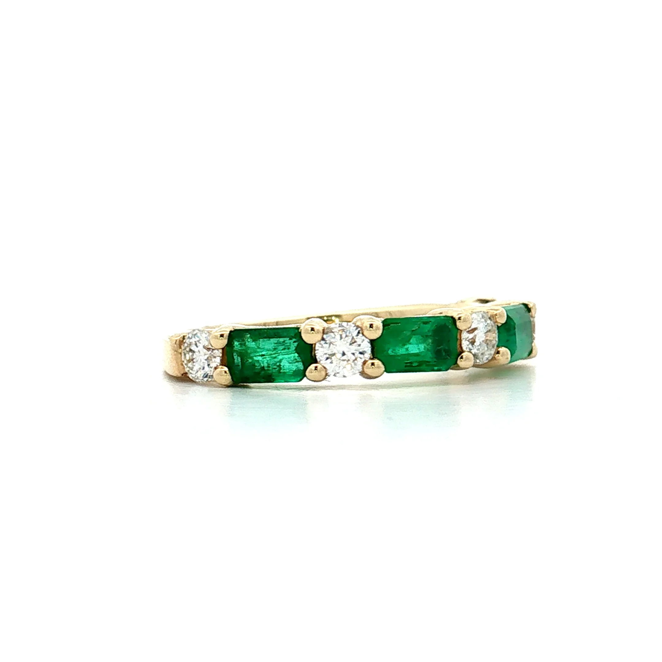 1.10 Emerald & Diamond Stacking Band 14k Yellow Gold - Image 3