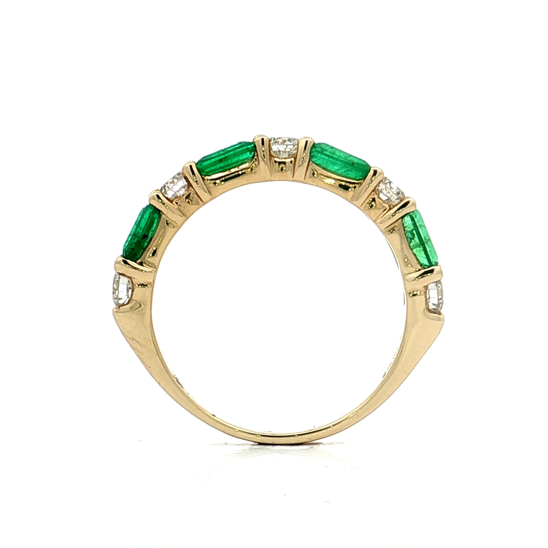 1.10 Emerald & Diamond Stacking Band 14k Yellow Gold - Image 4