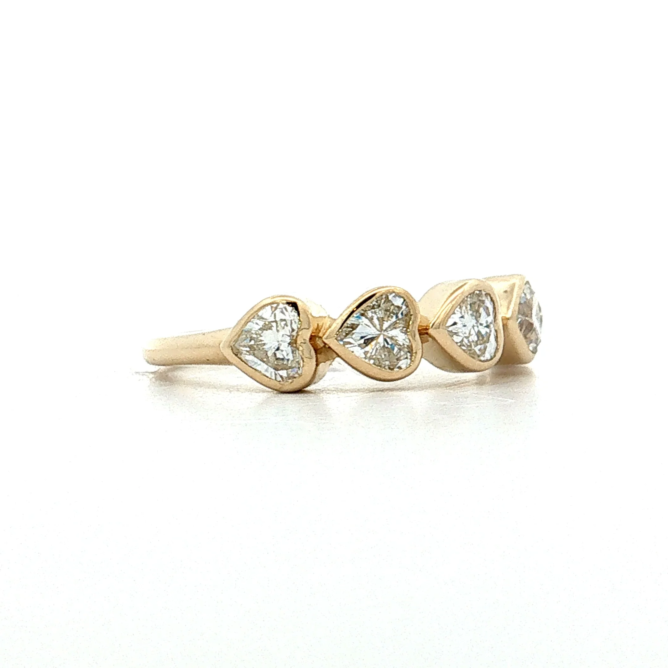 1.10 Heart Diamond Five Stone Band 14k Yellow Gold - Image 3