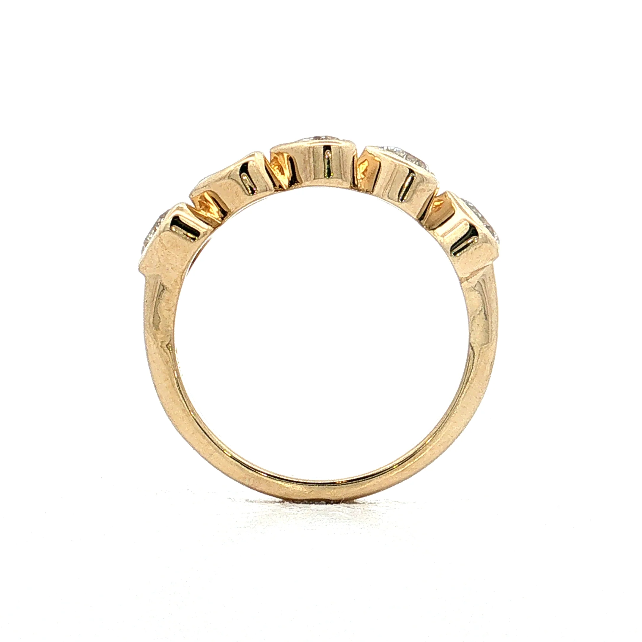 1.10 Heart Diamond Five Stone Band 14k Yellow Gold - Image 4