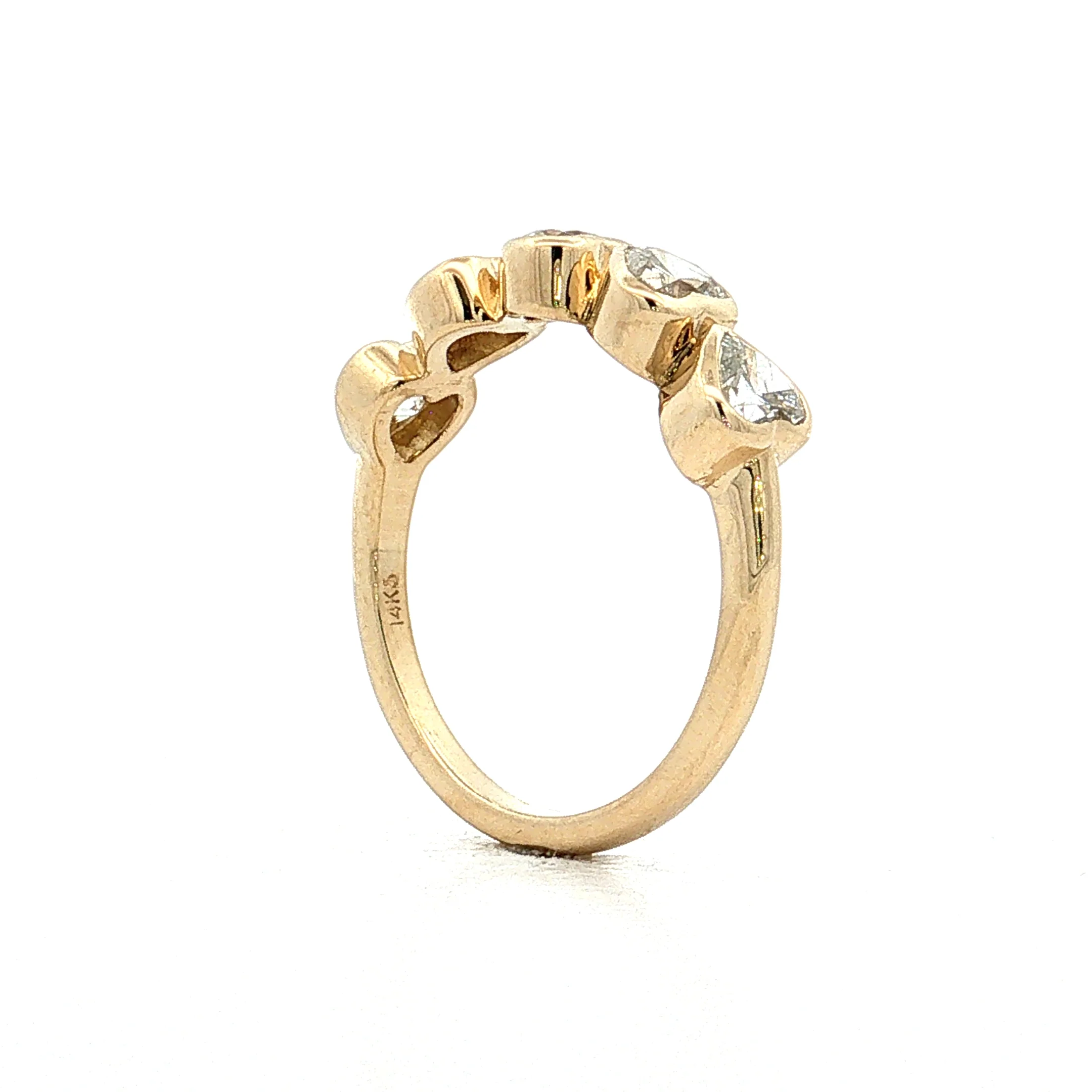 1.10 Heart Diamond Five Stone Band 14k Yellow Gold - Image 5