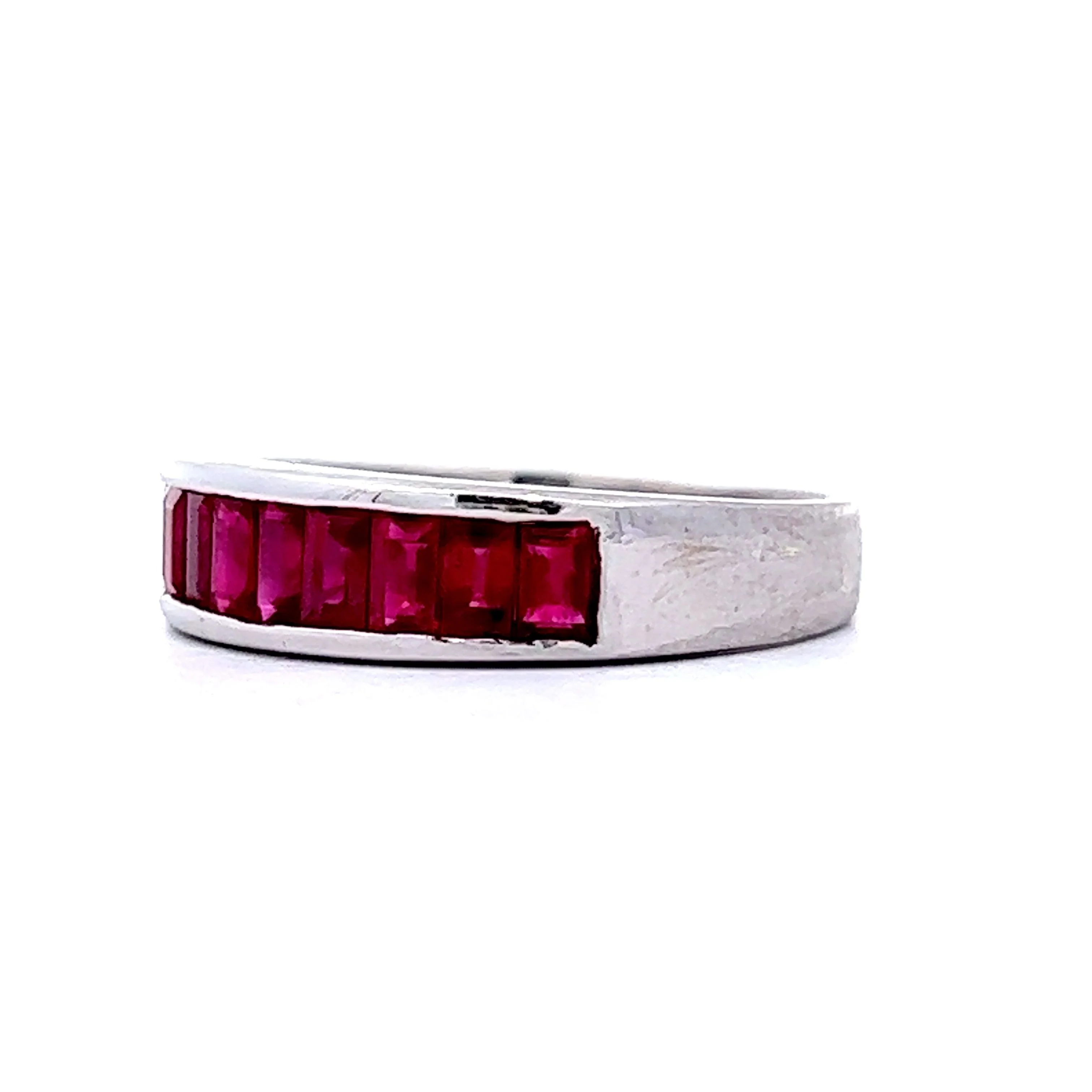 1.11 Ruby Baguette Stacking Ring in 14k White Gold - Image 2
