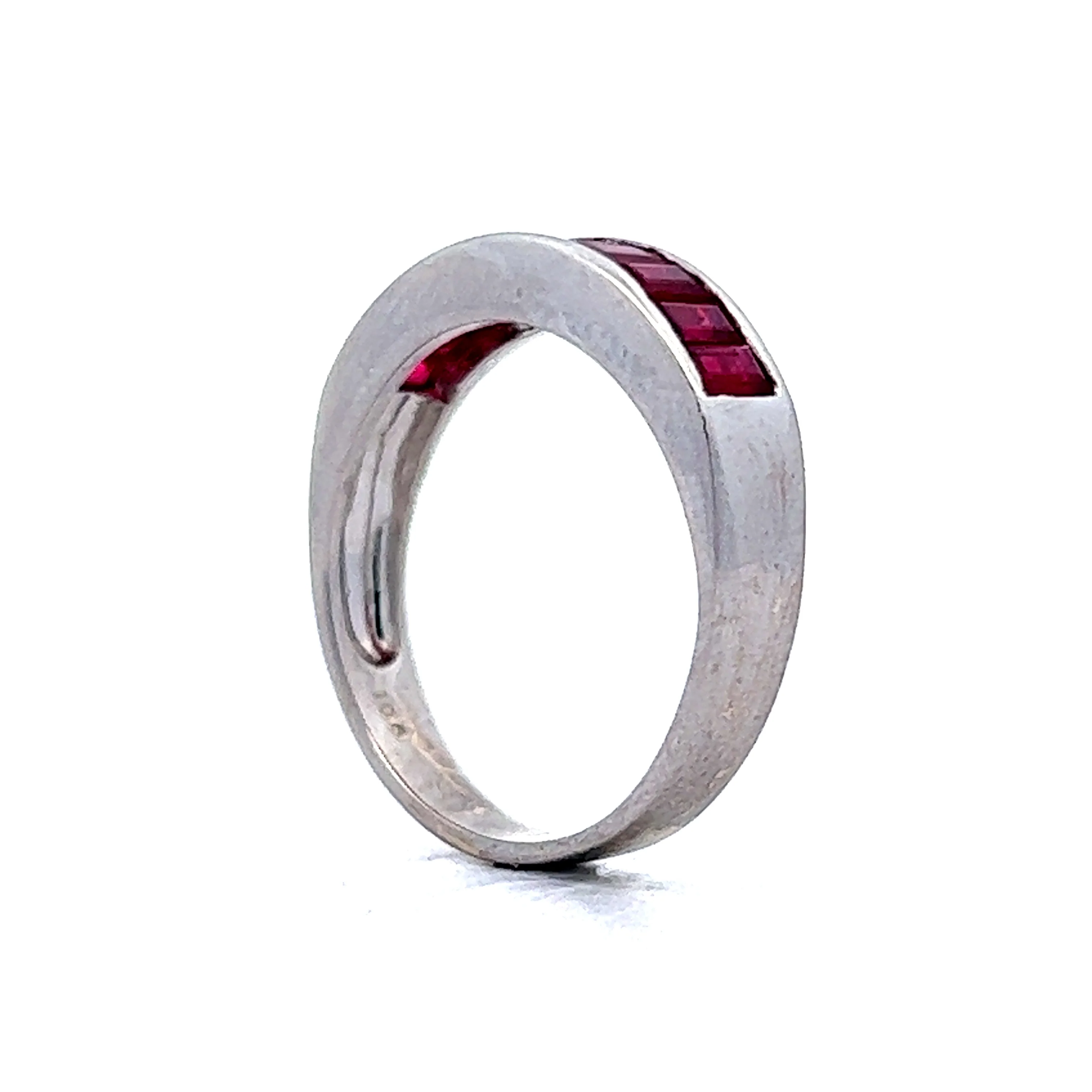 1.11 Ruby Baguette Stacking Ring in 14k White Gold - Image 5