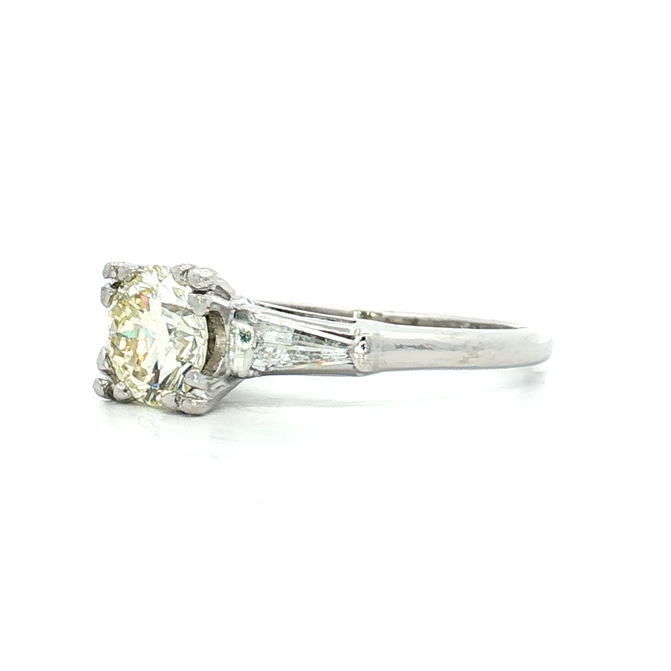 1.11 Vintage Round Diamond Engagement Ring in Platinum - Image 2