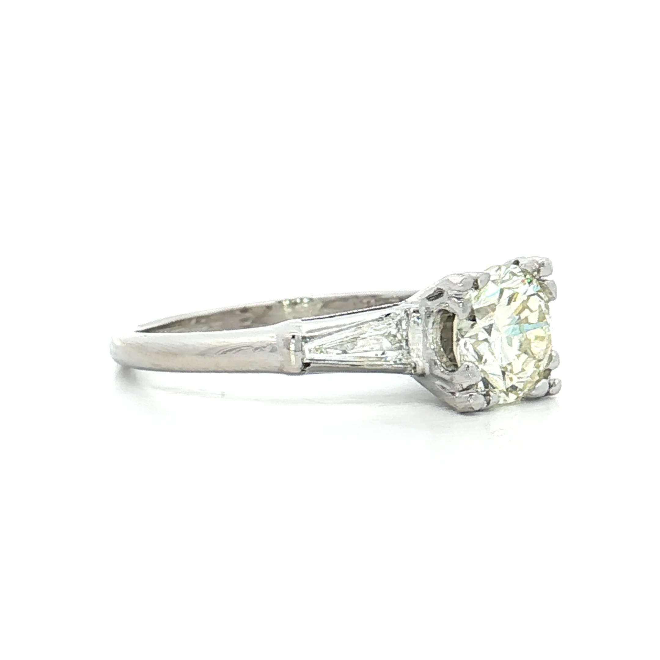 1.11 Vintage Round Diamond Engagement Ring in Platinum - Image 3