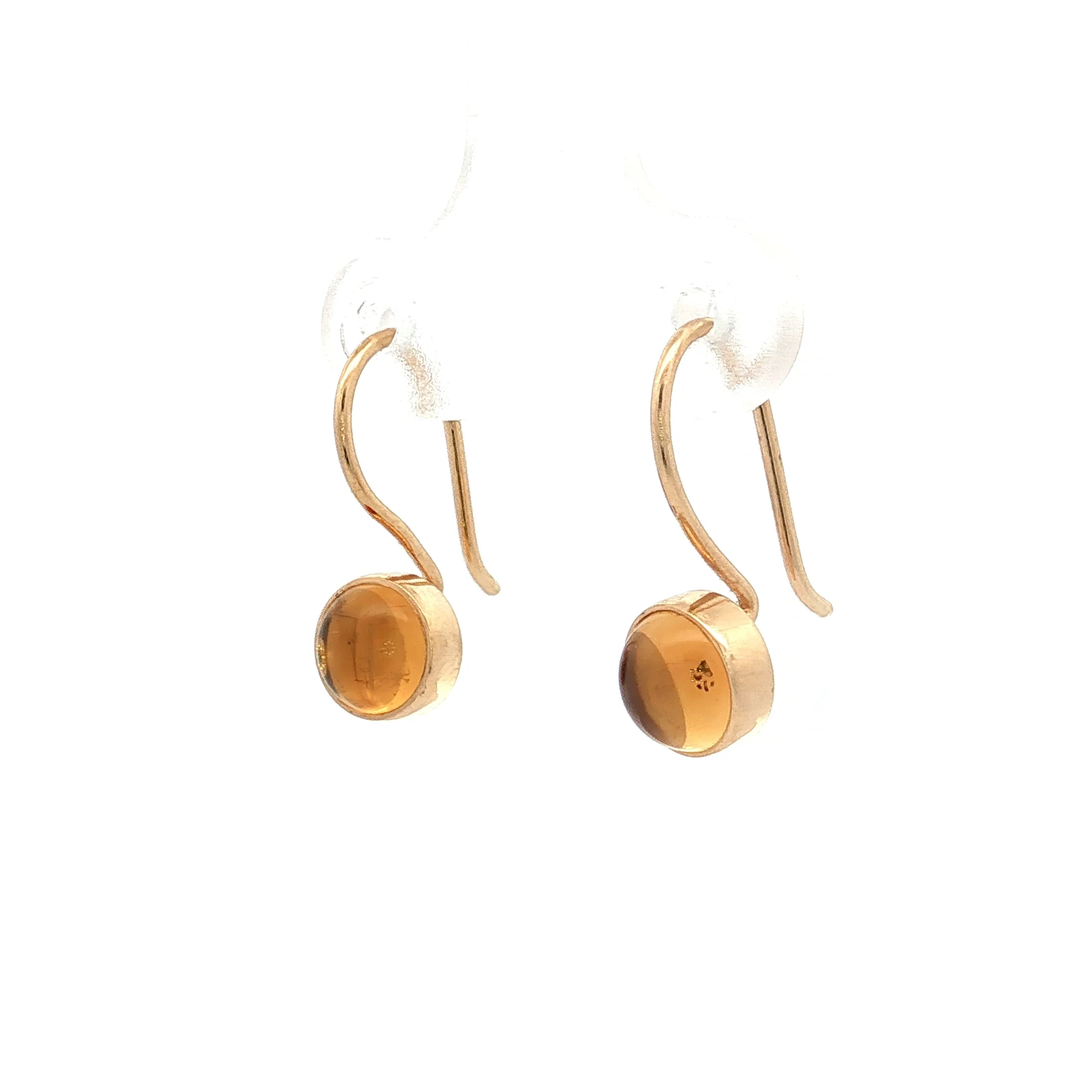 1.12 Cabochon Citrine Drop Earrings 14k Yellow Gold - Image 2