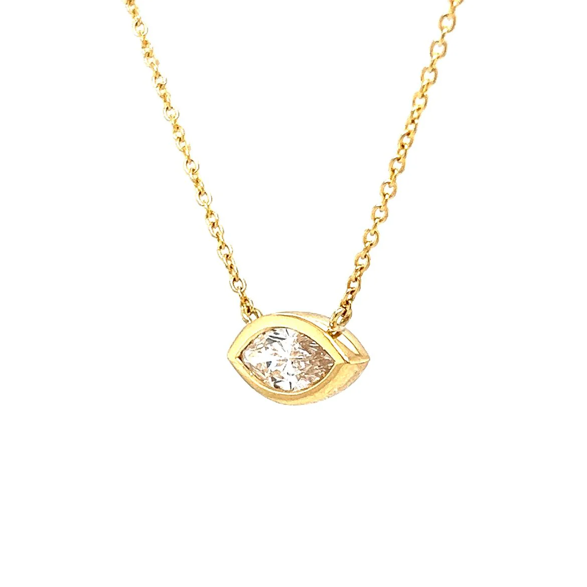 1.12 Marquise Cut Diamond Bezel Pendant Necklace in 18k Gold - Image 2