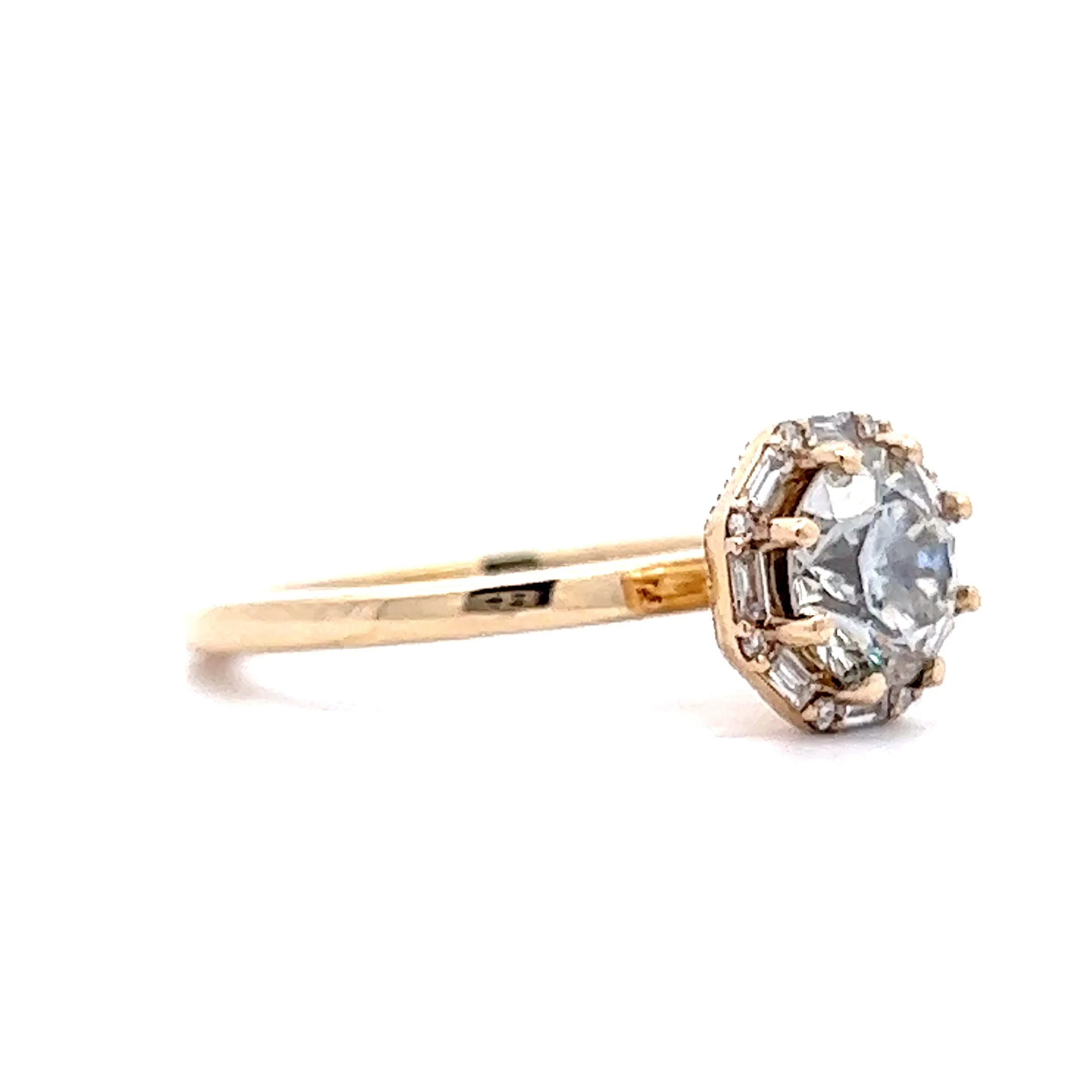 1.12 Diamond Halo Engagement Ring in 14k Yellow Gold - Image 3