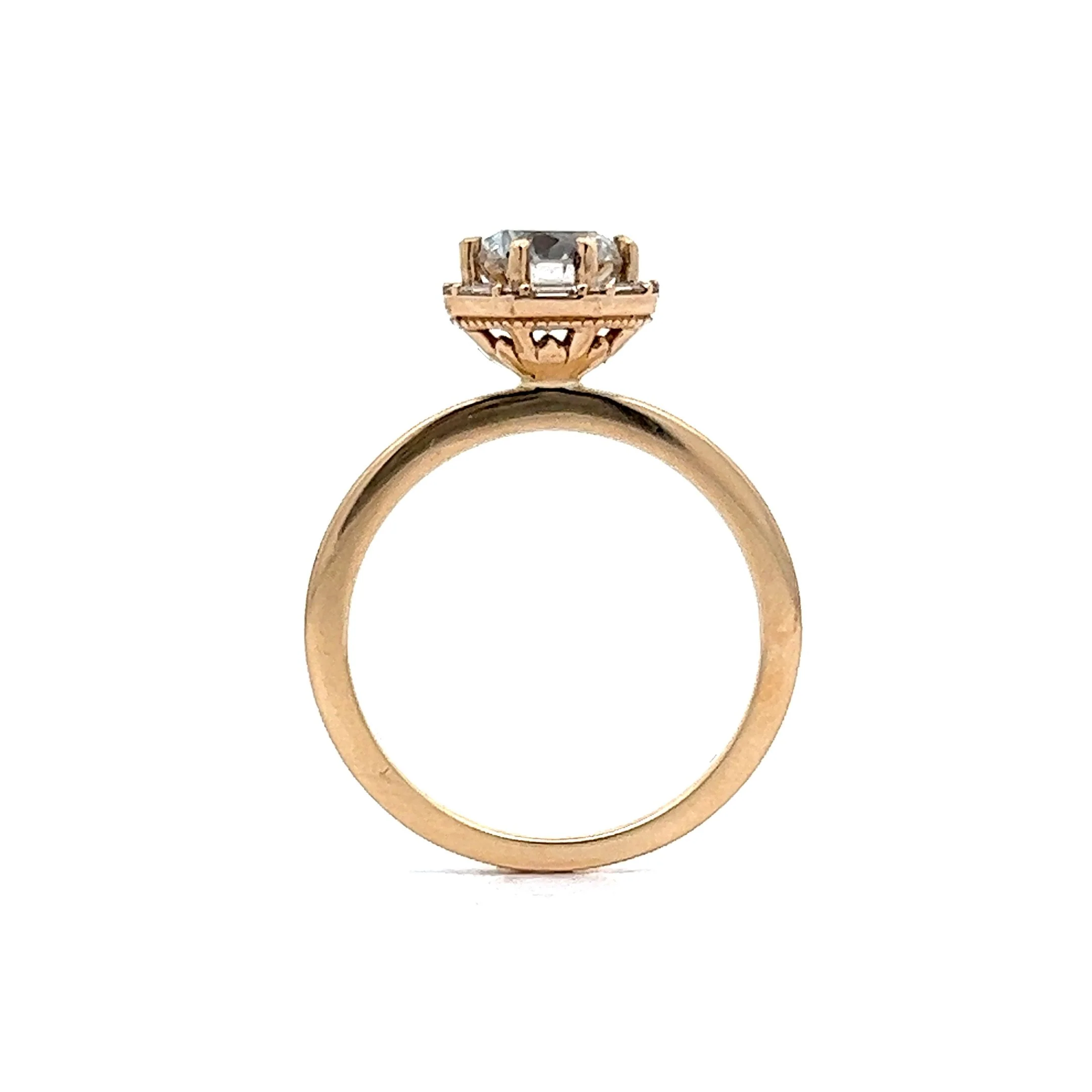 1.12 Diamond Halo Engagement Ring in 14k Yellow Gold - Image 4