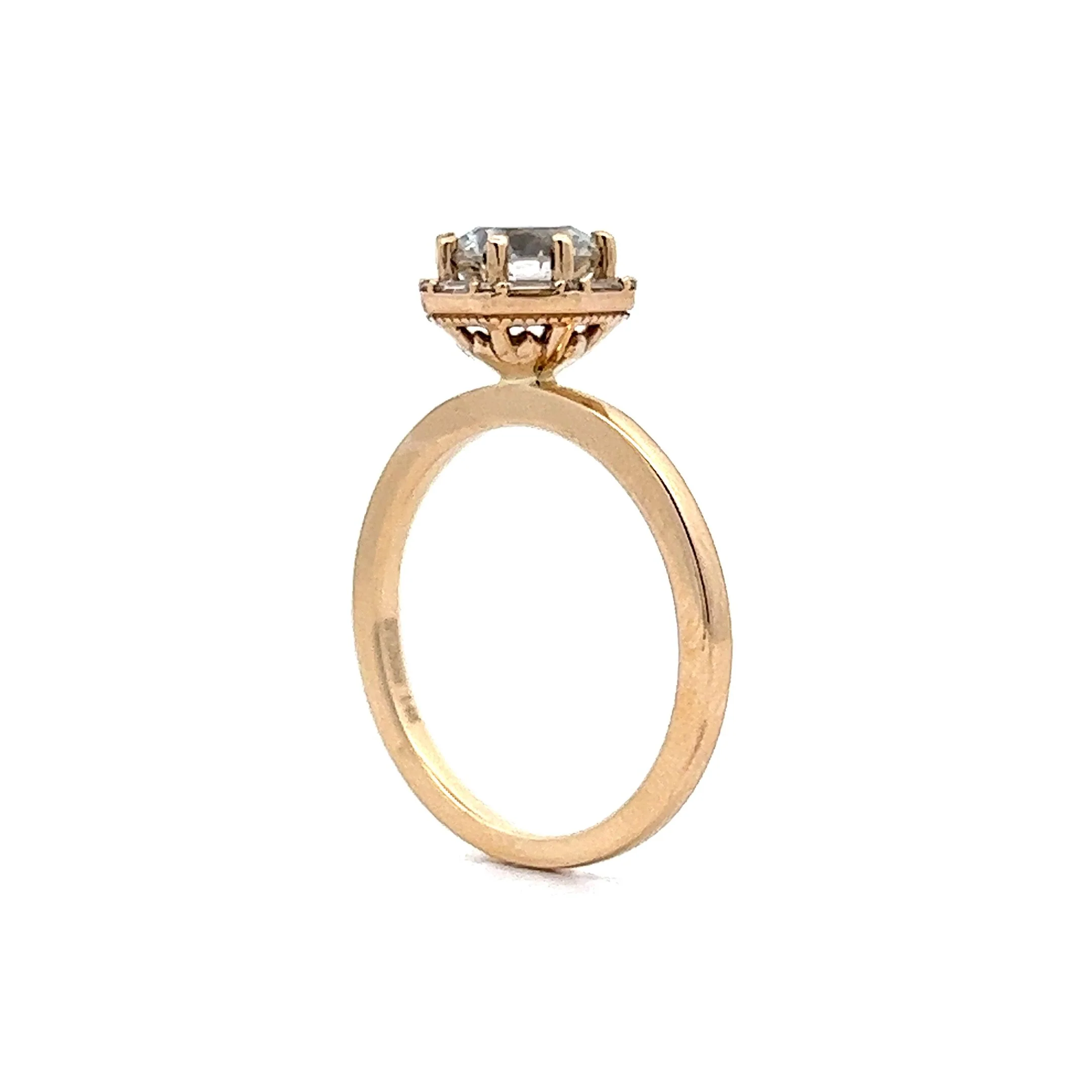1.12 Diamond Halo Engagement Ring in 14k Yellow Gold - Image 5