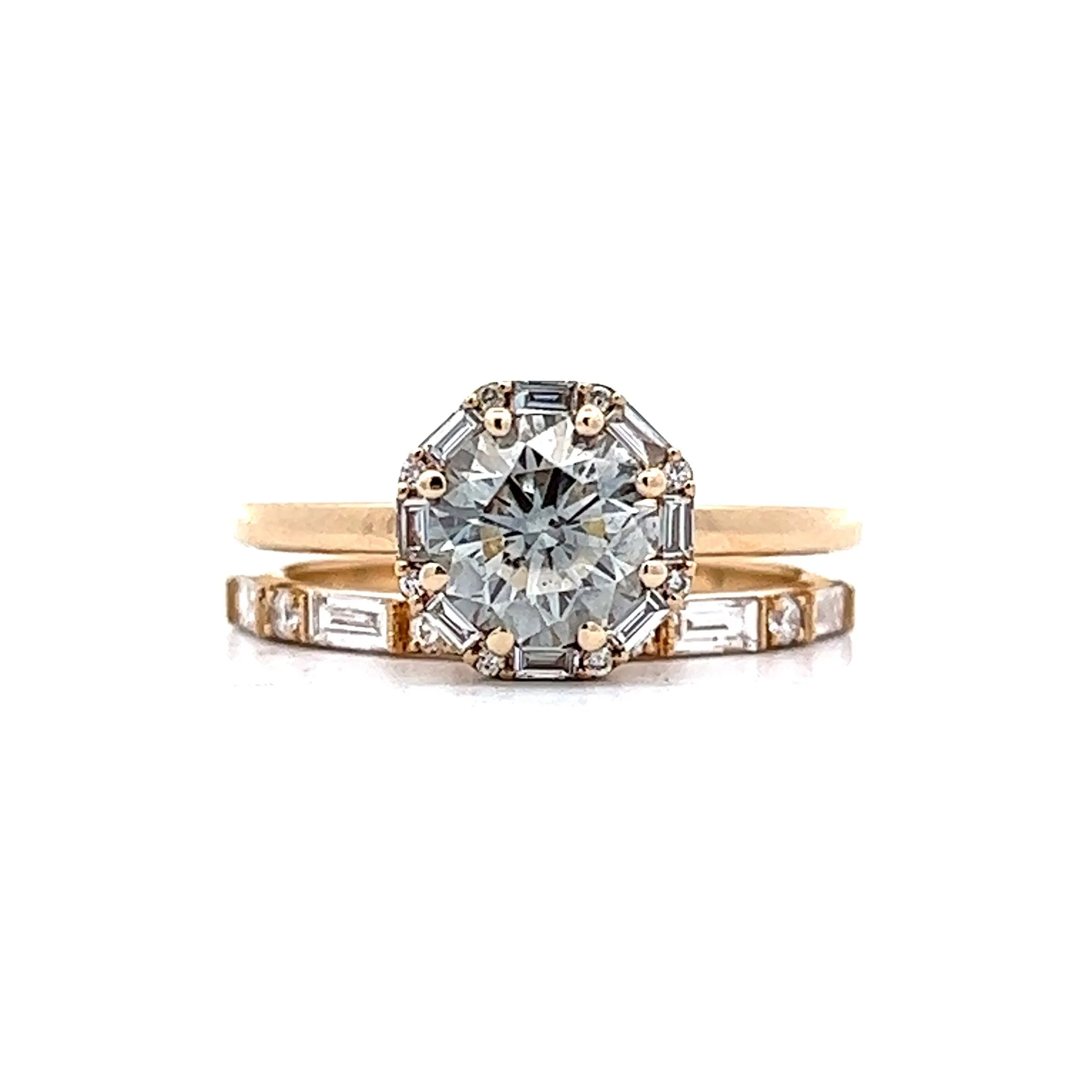 1.12 Diamond Halo Engagement Ring in 14k Yellow Gold - Image 6
