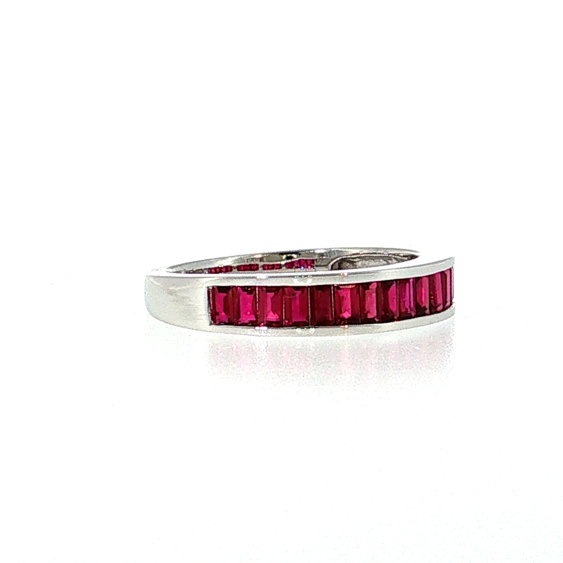 1.13 Ruby Baguette Cut Wedding Band 18k White Gold - Image 3
