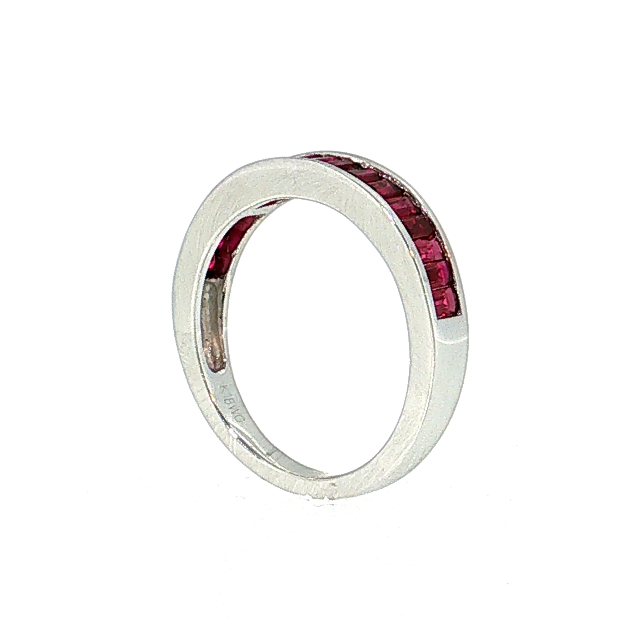 1.13 Ruby Baguette Cut Wedding Band 18k White Gold - Image 5