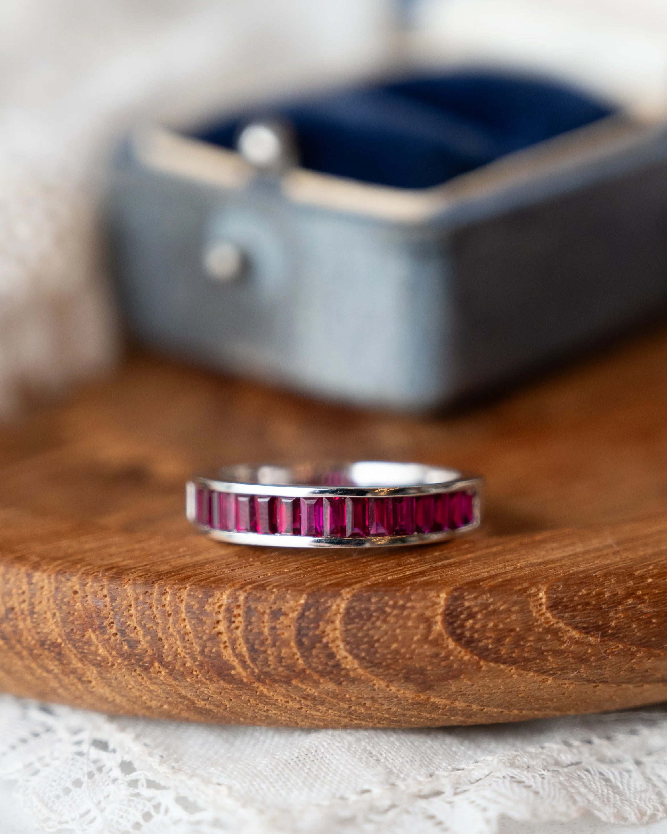 1.13 Ruby Baguette Cut Wedding Band 18k White Gold - Image 6