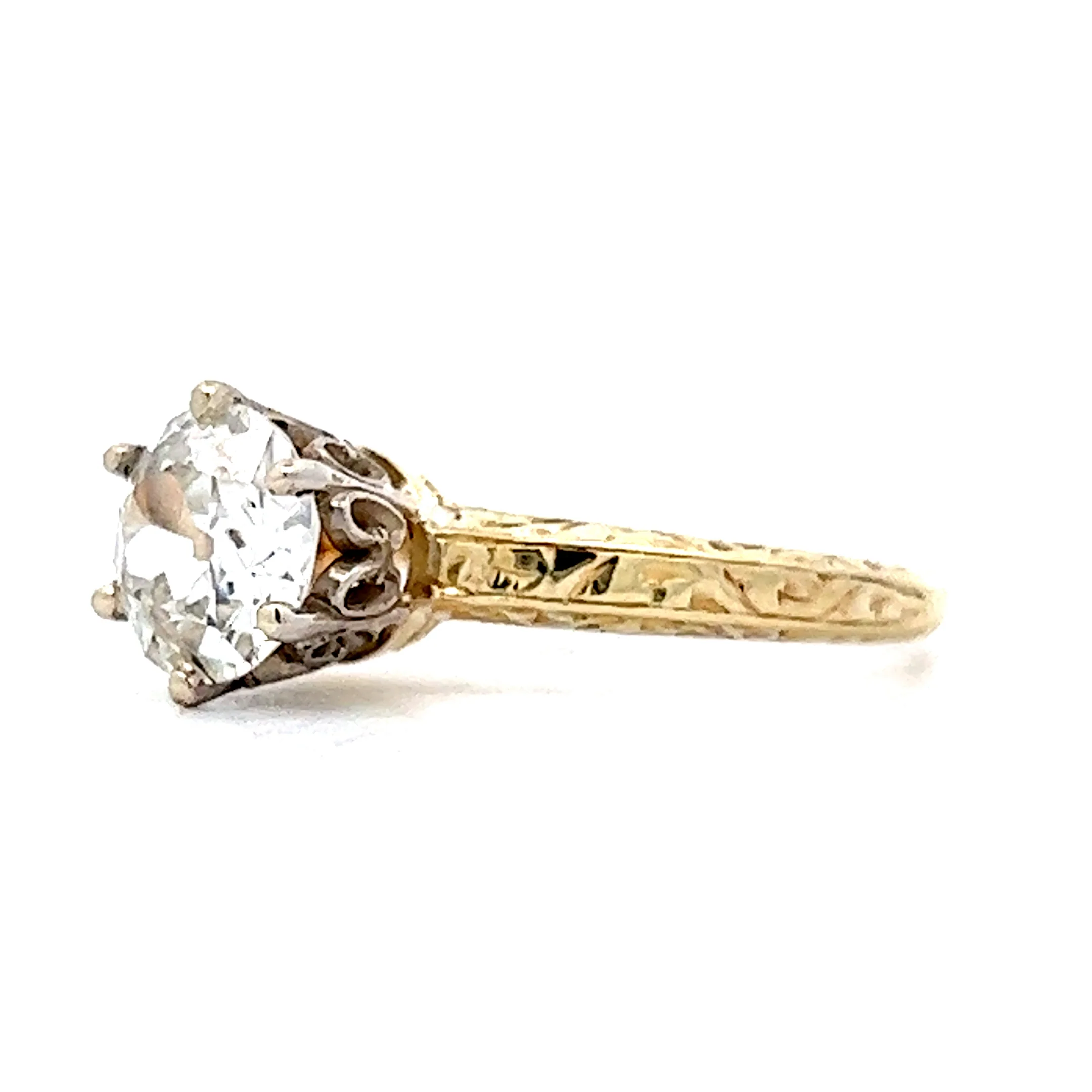 1.16 Art Deco Engagement Ring in 14k Yellow Gold - Image 2