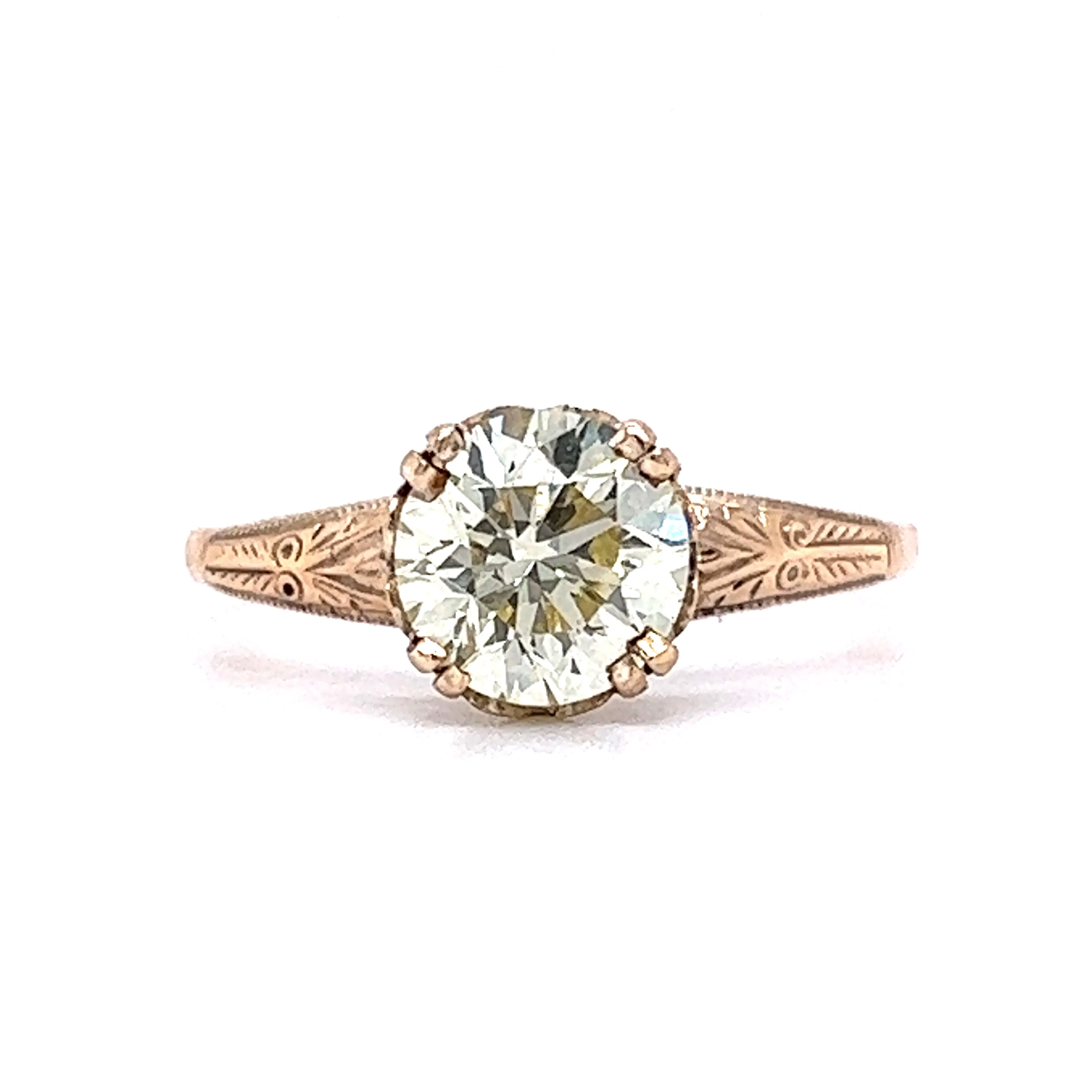 Vintage 1.16 Old European Cut Diamond Engagement Ring in 14k Rose Gold