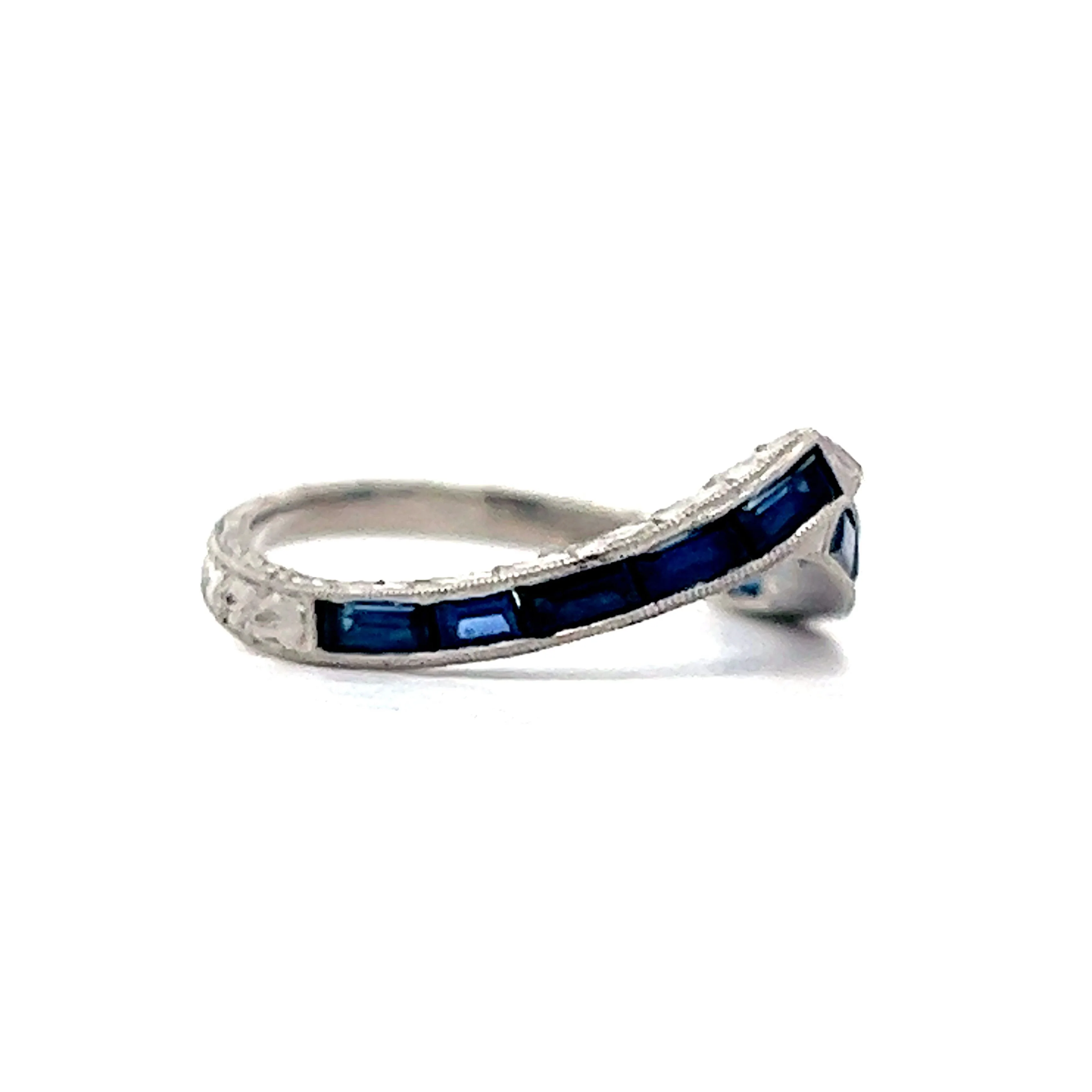 1.17 Baguette Sapphire Contoured Wedding Band in Platinum - Image 3