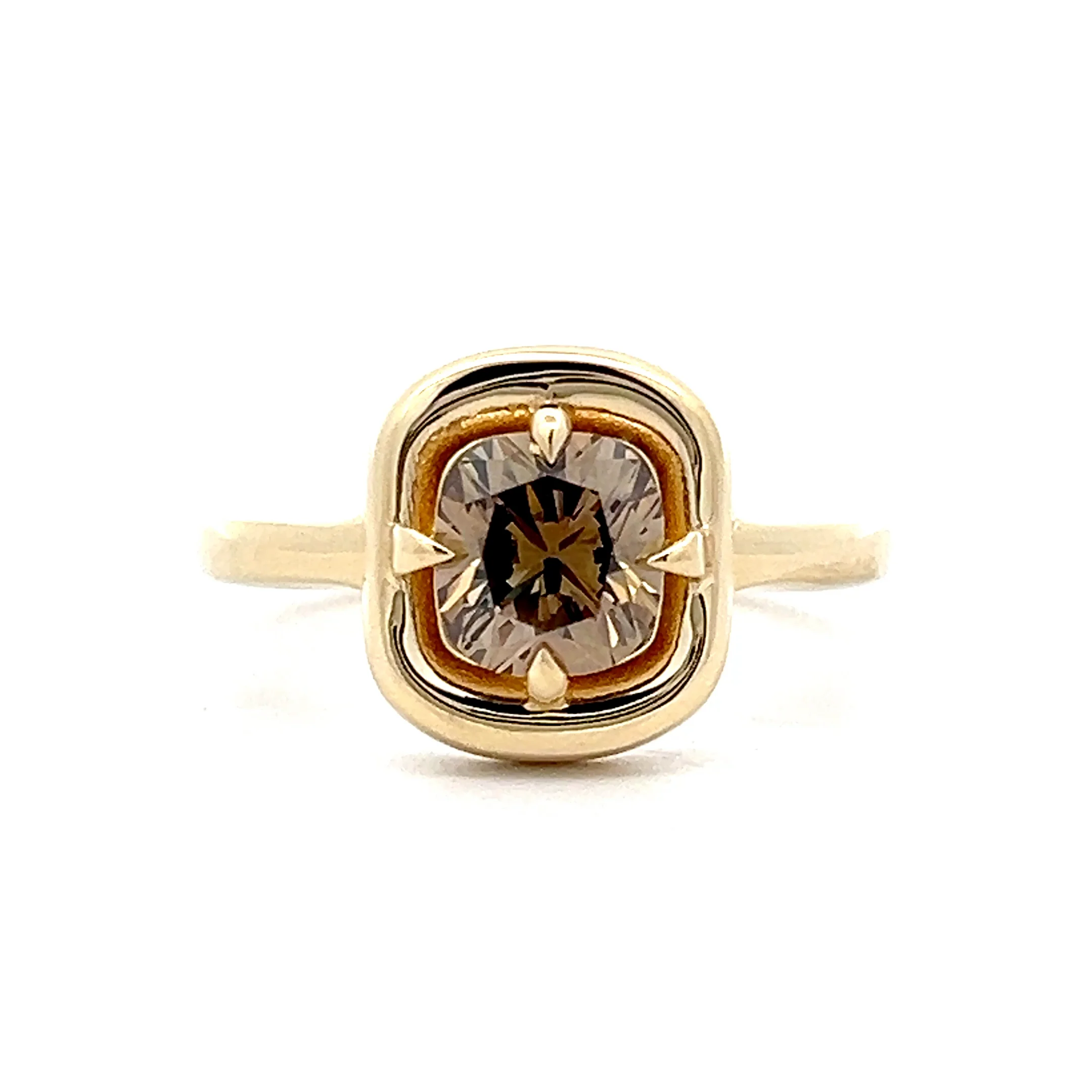 1.17 Cushion Fancy Brown Diamond Engagement Ring in 14k