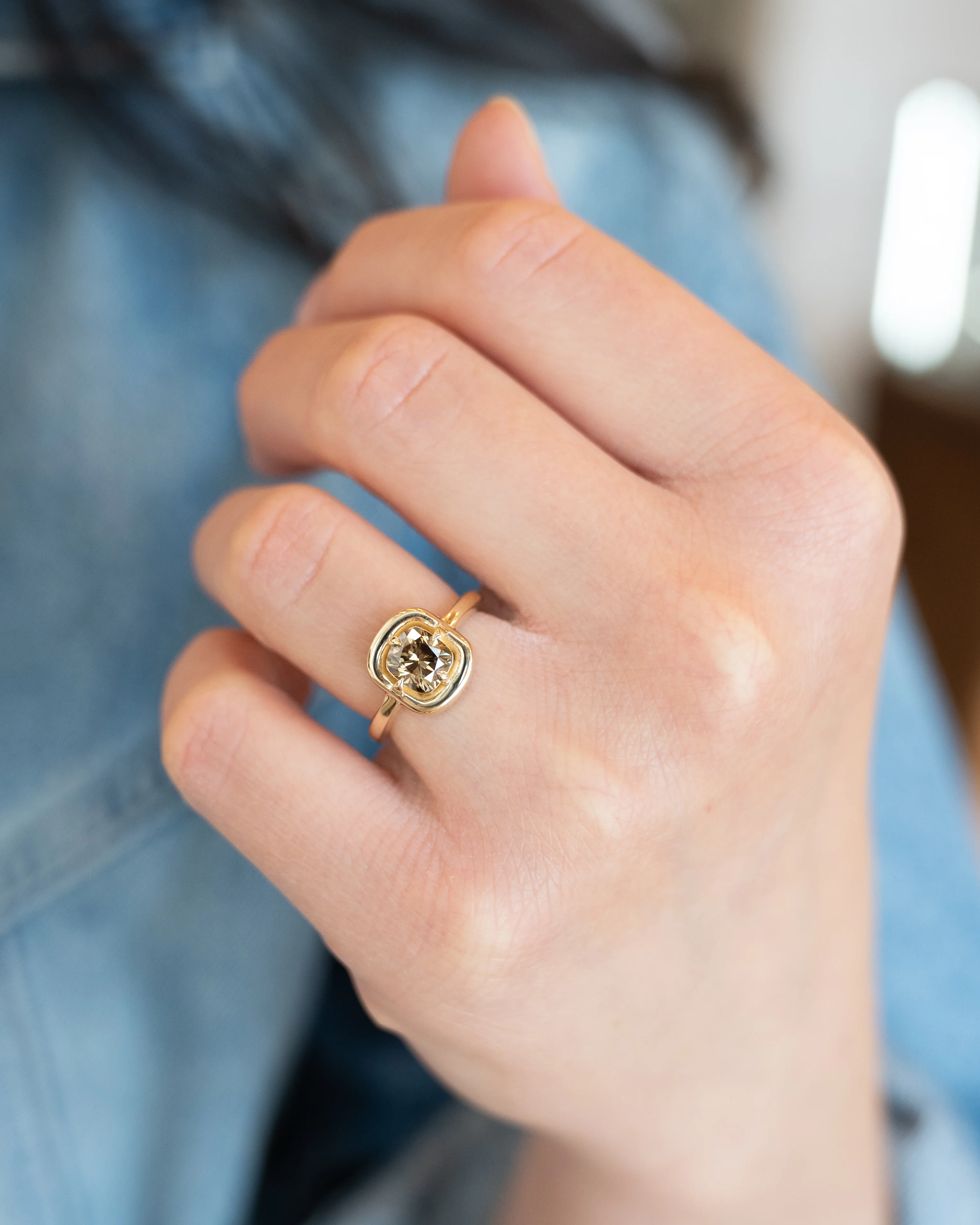 1.17 Cushion Fancy Brown Diamond Engagement Ring in 14k - Image 7