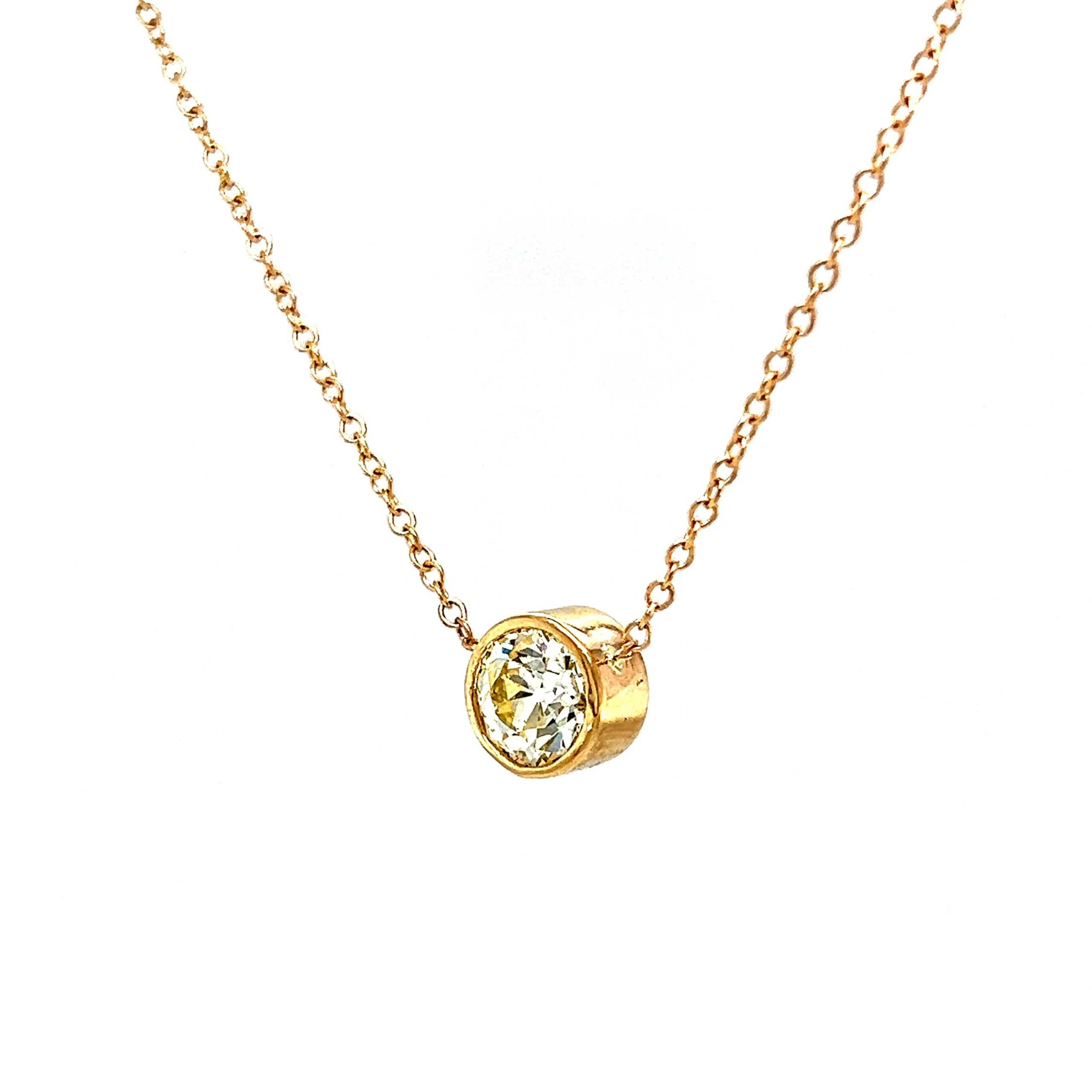 1.18 Bezel Set Diamond Pendant Necklace in 14k Yellow Gold - Image 2