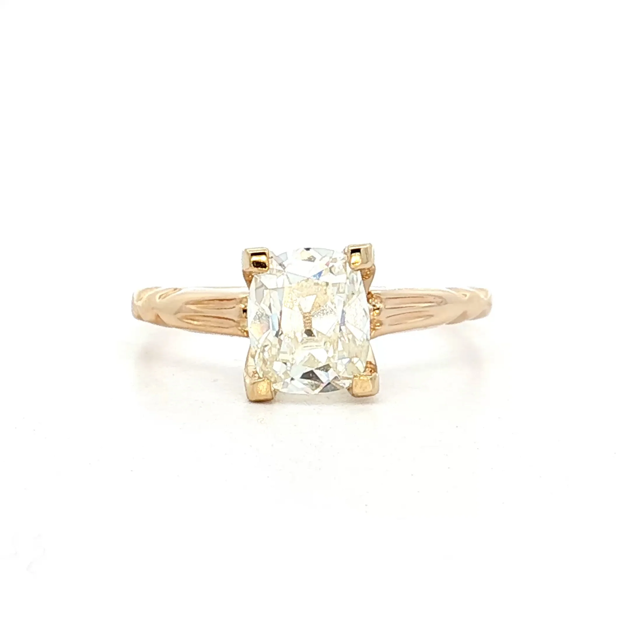 1.19 Vintage Old Mine Cushion Diamond Engagement Ring 14k