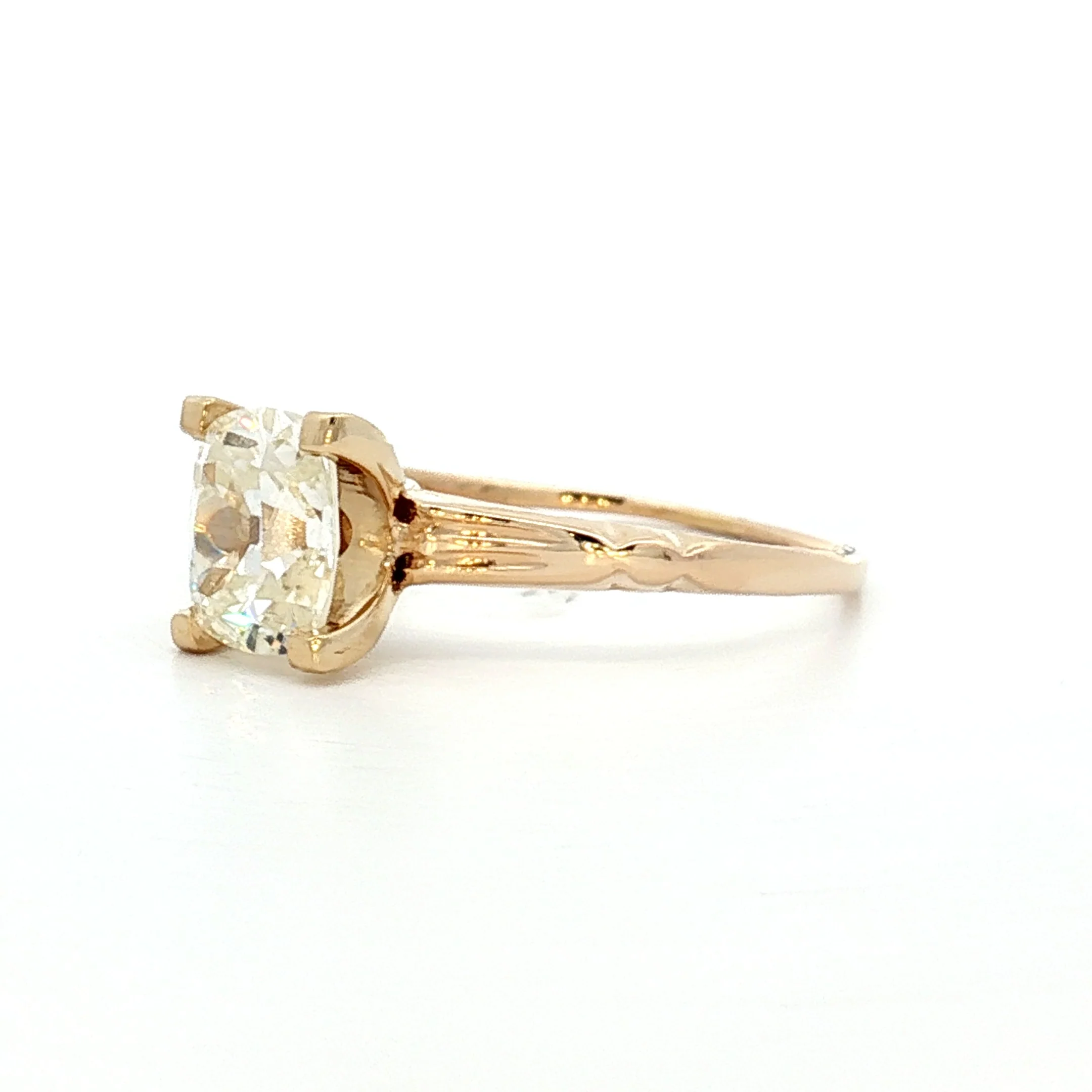 1.19 Vintage Old Mine Cushion Diamond Engagement Ring 14k - Image 2