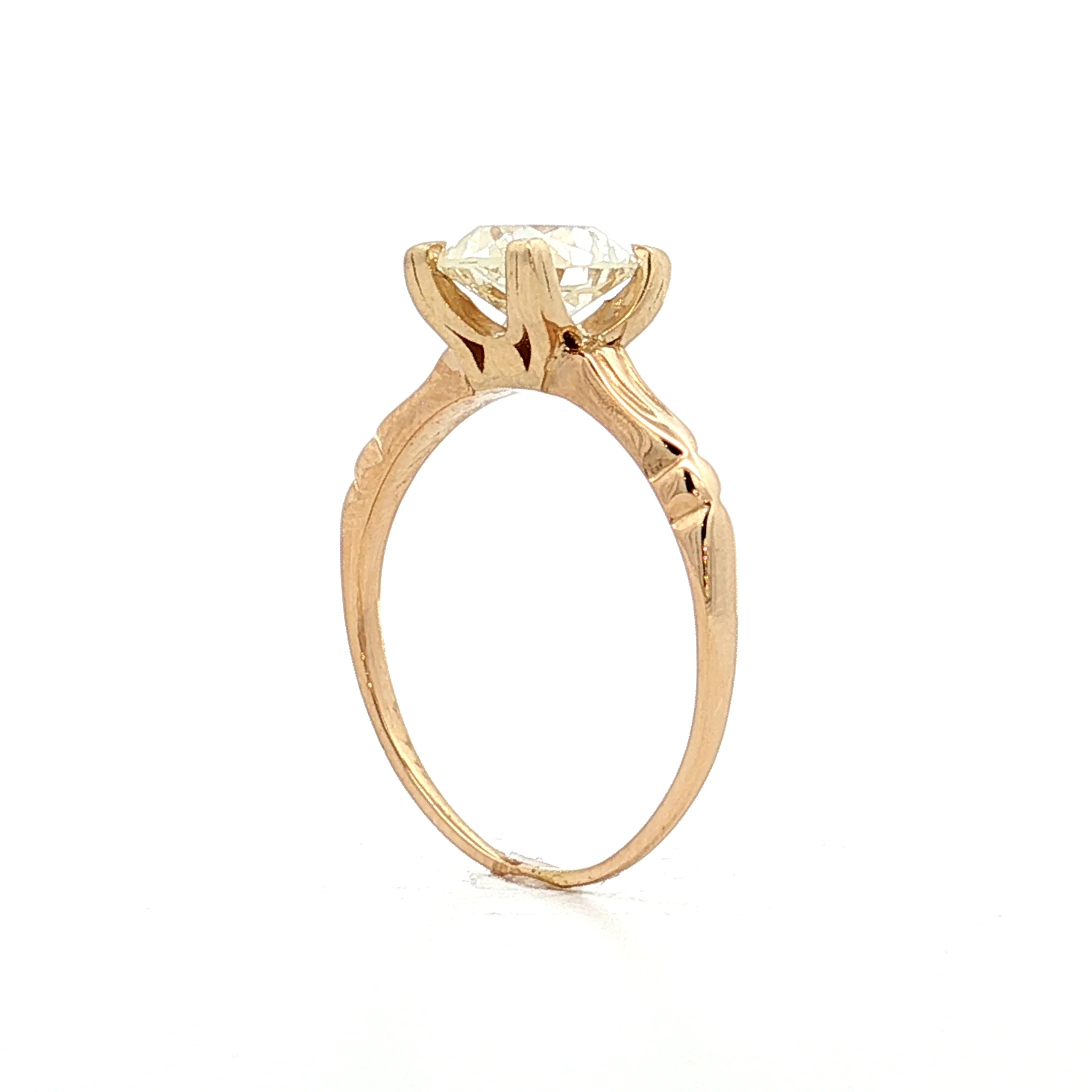 1.19 Vintage Old Mine Cushion Diamond Engagement Ring 14k - Image 5