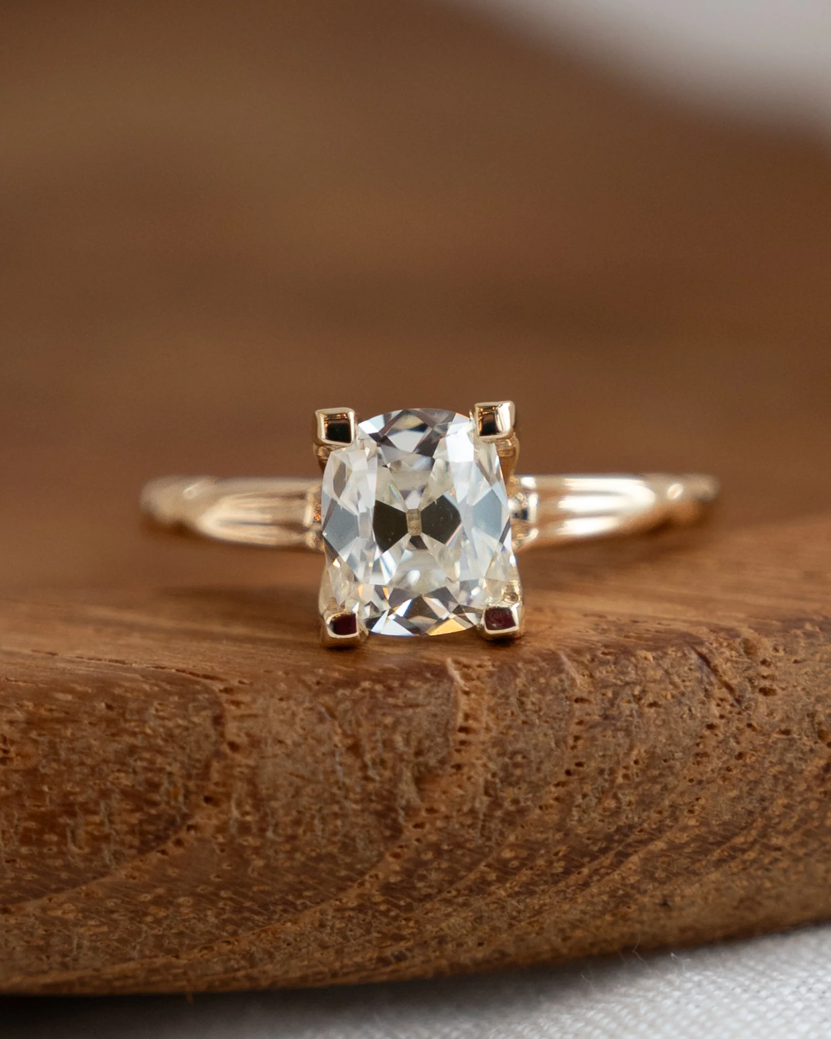 1.19 Vintage Old Mine Cushion Diamond Engagement Ring 14k - Image 6