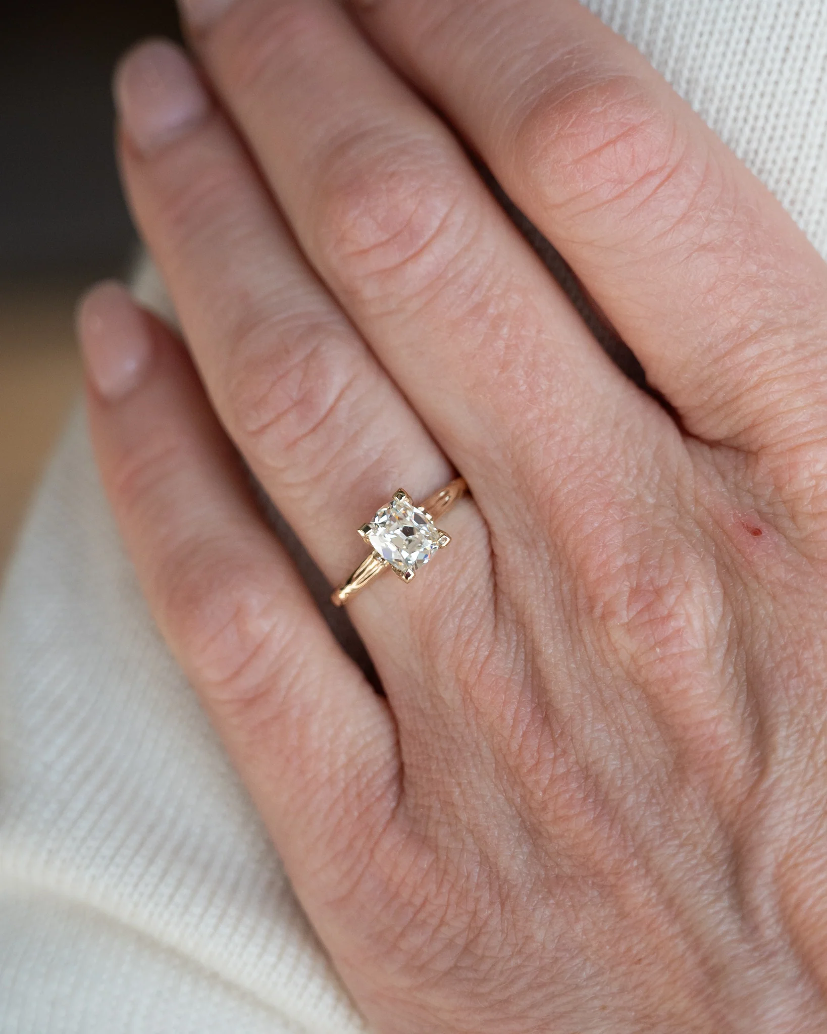 1.19 Vintage Old Mine Cushion Diamond Engagement Ring 14k - Image 8