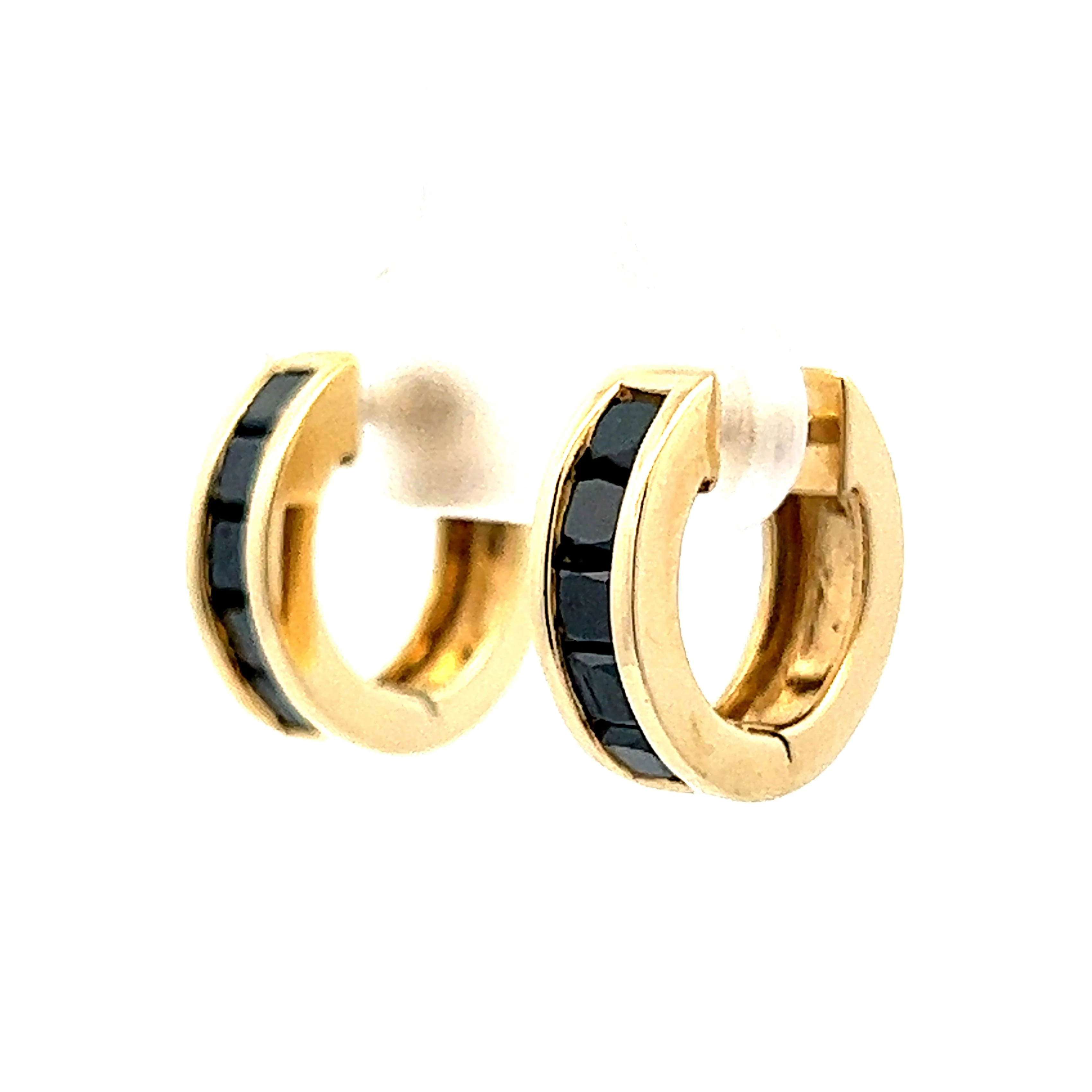 1.20 Black Diamond Hoop Earrings in Yellow Gold - Image 2
