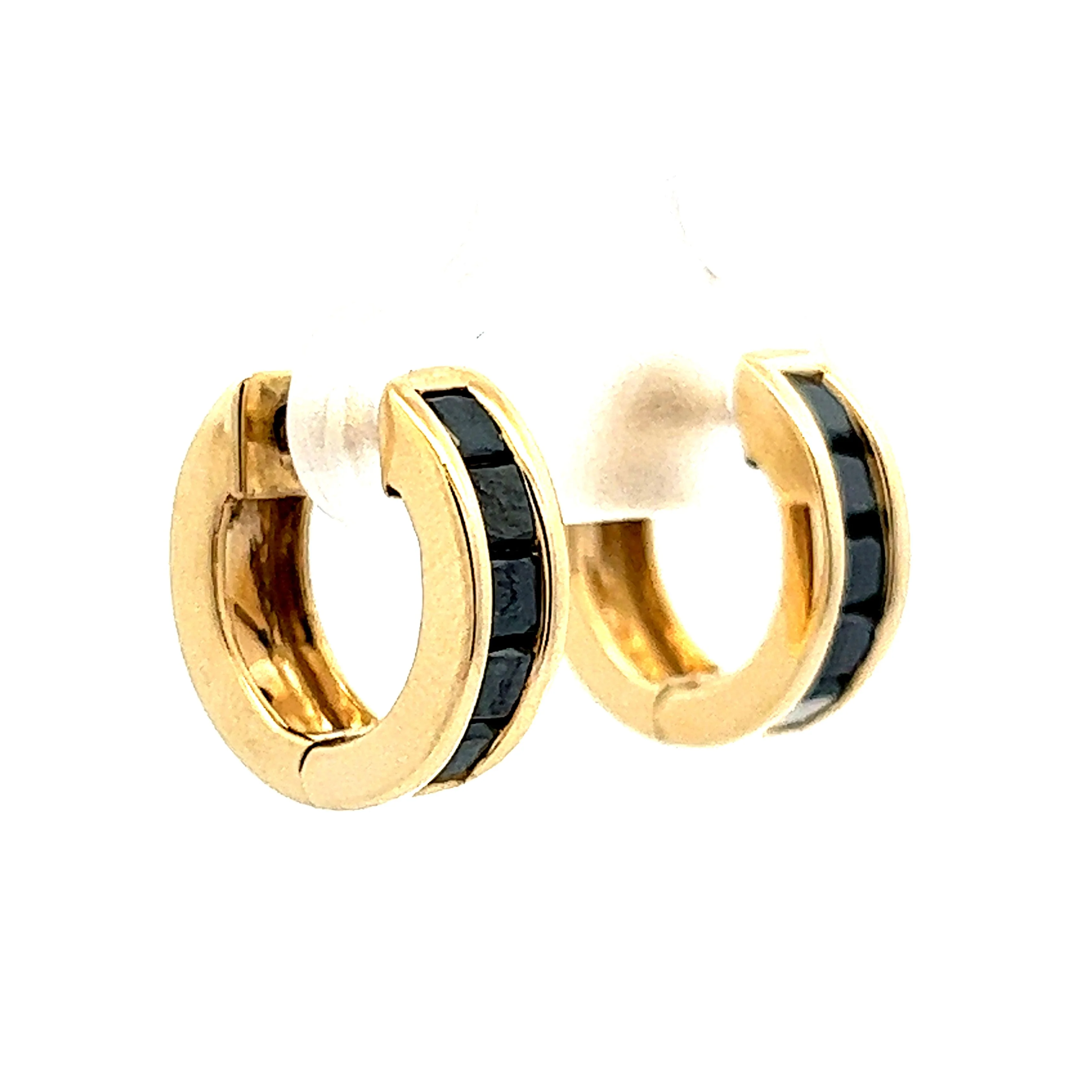 1.20 Black Diamond Hoop Earrings in Yellow Gold - Image 3