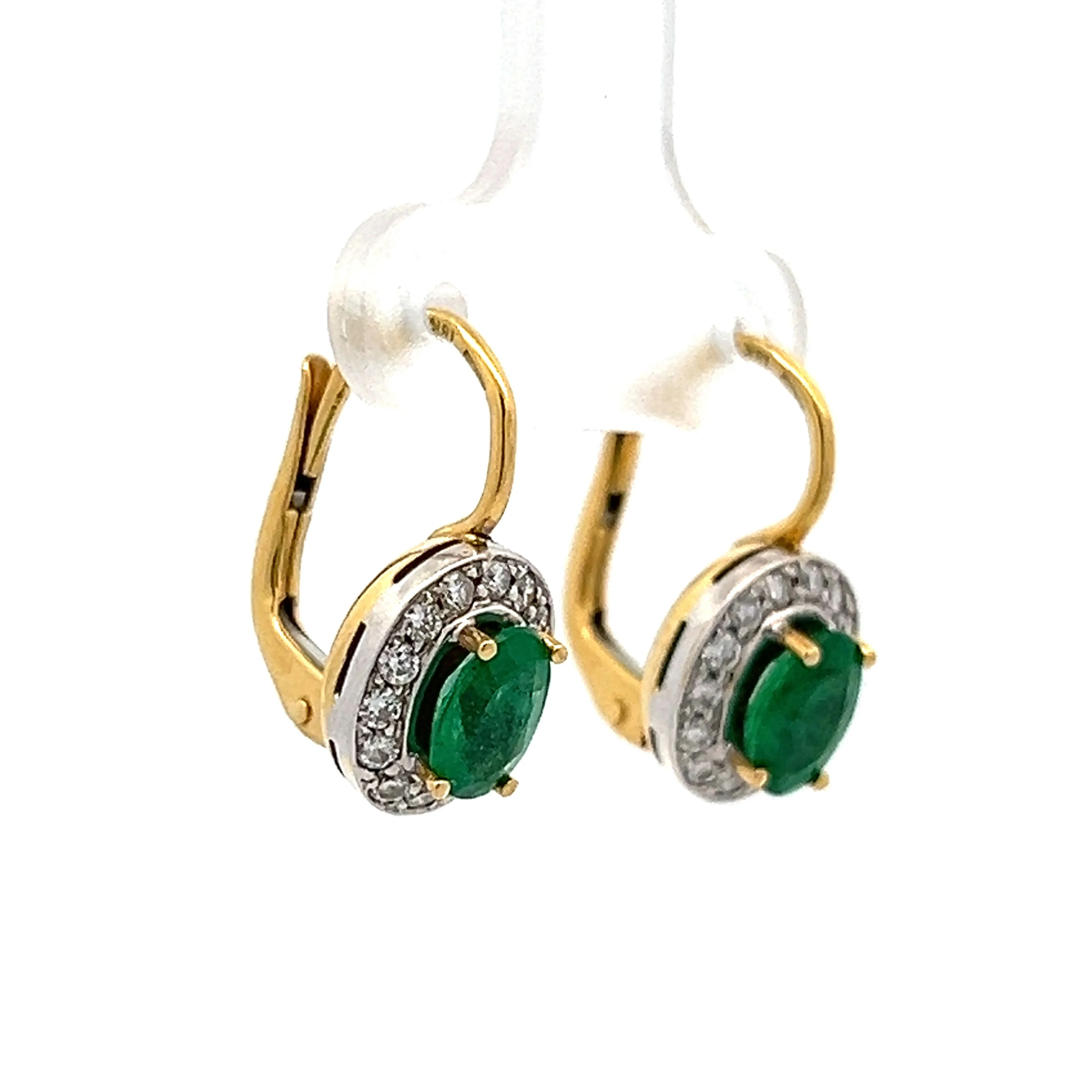 1.20 Oval Emerald & Diamond Earrings in 18k - Image 3