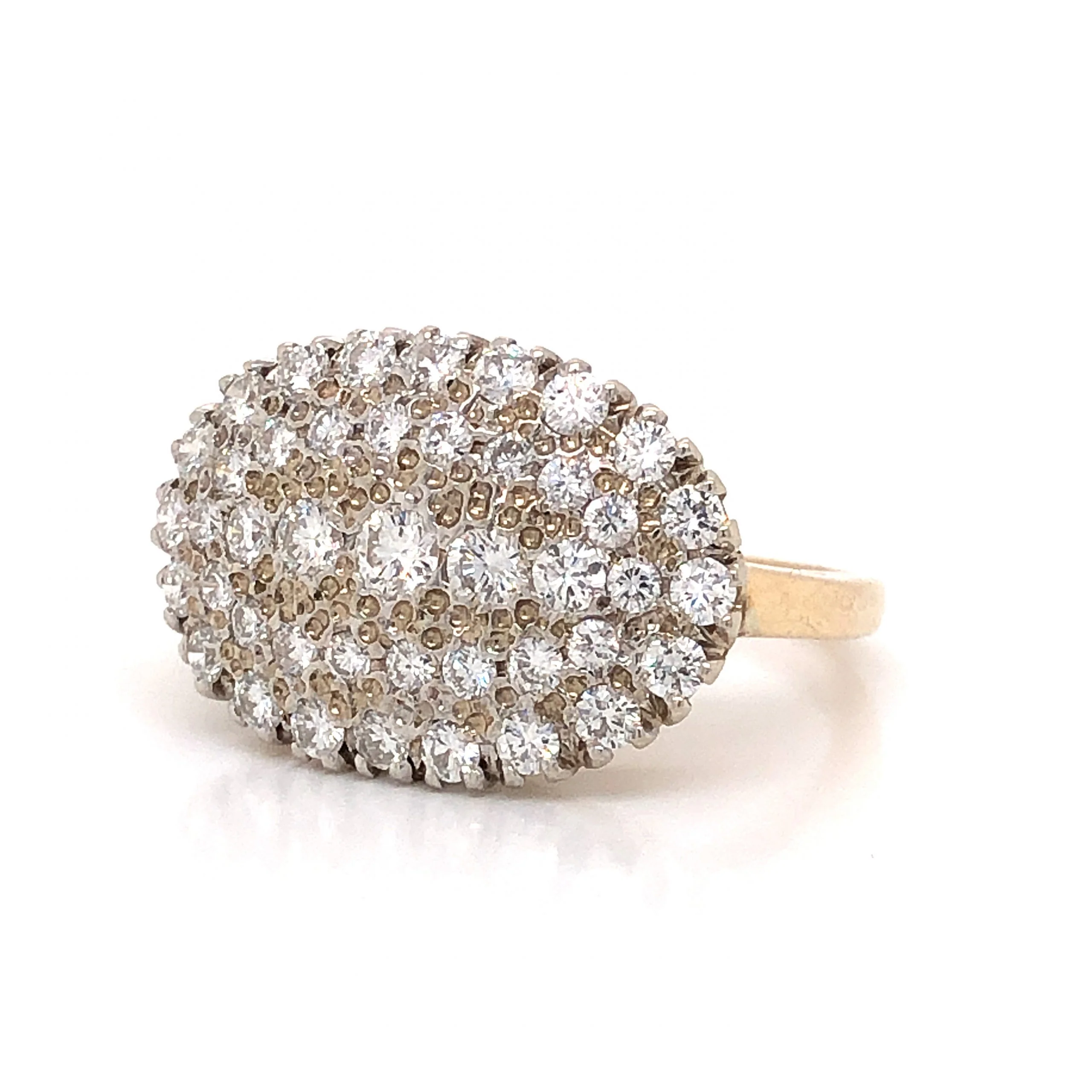 1.20 Pave Diamond Cocktail Ring in 14k Yellow Gold & Platinum - Image 2