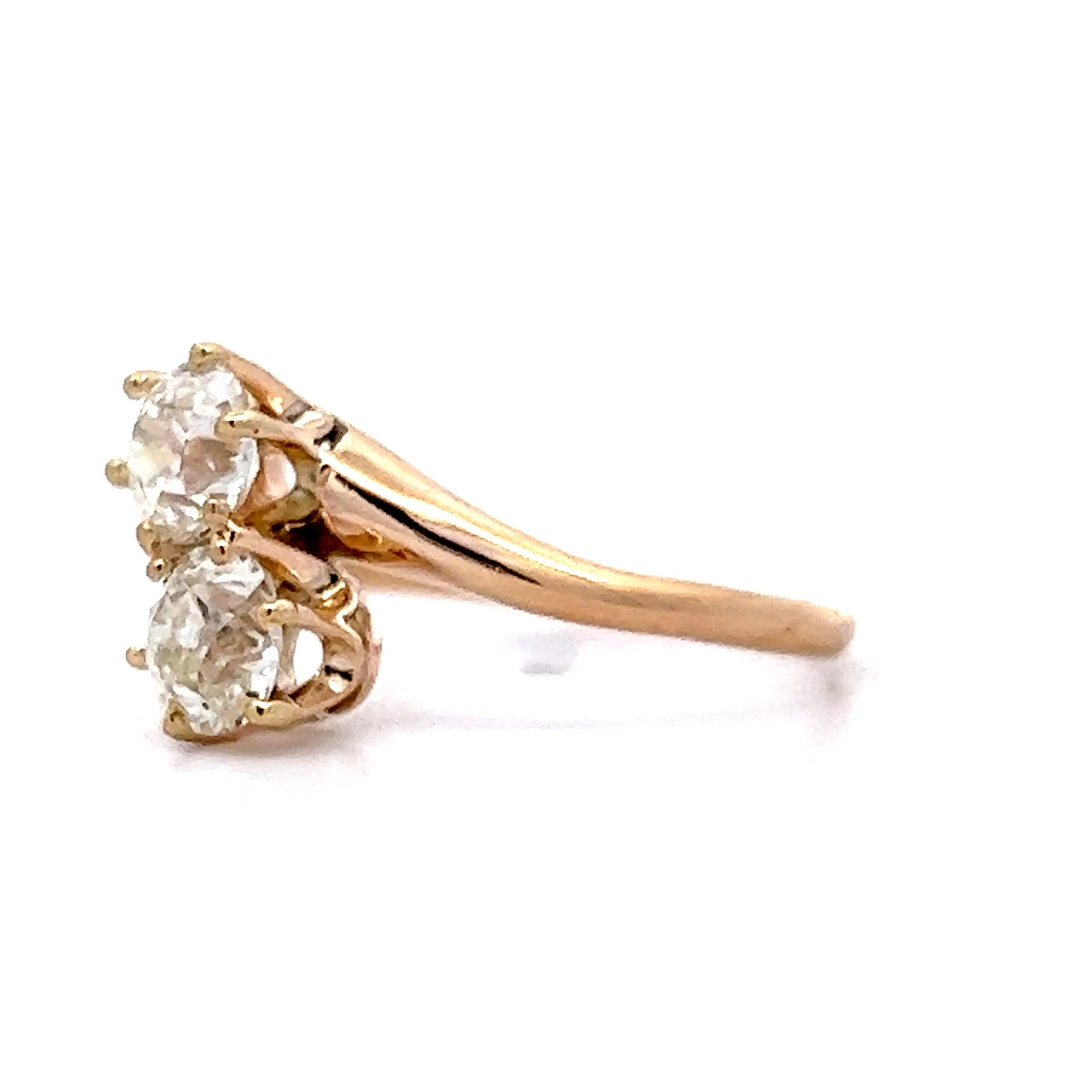 Vintage Toi Et Moi Engagement Ring in 14k Rose Gold - Image 2