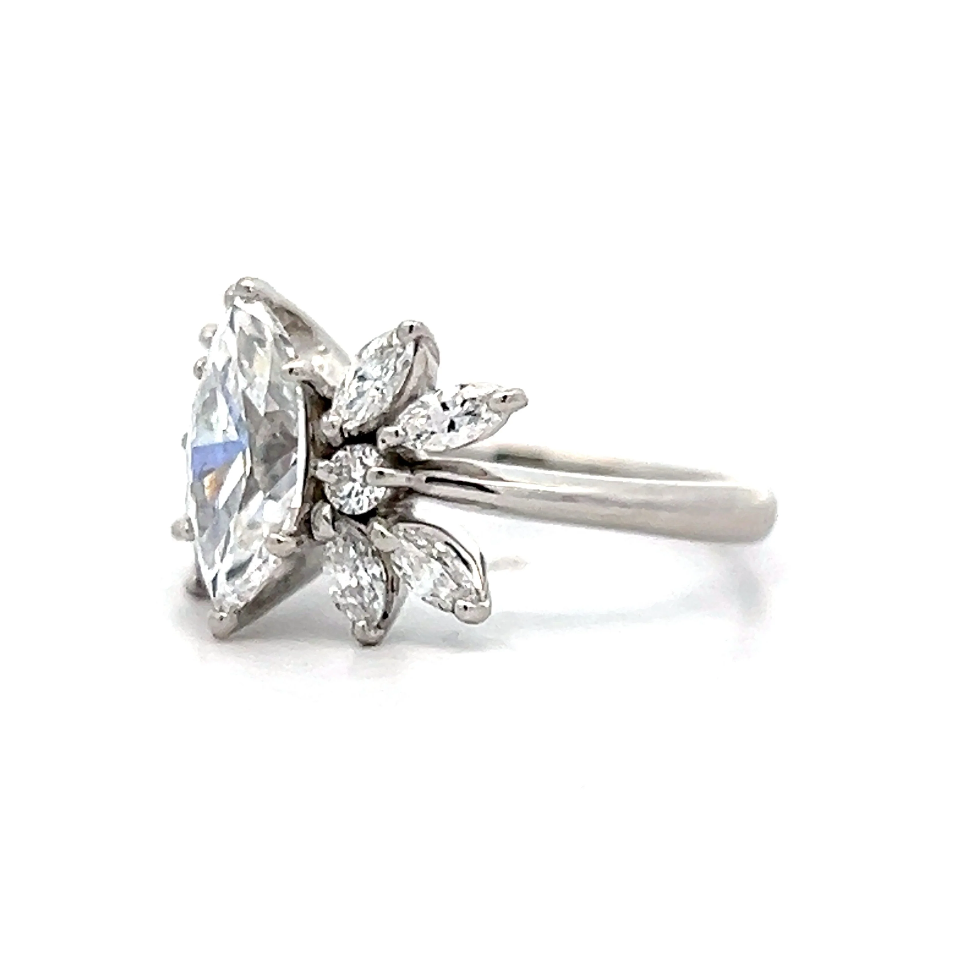 1.22 Marquise Diamond Cluster Engagement Ring in Platinum - Image 2
