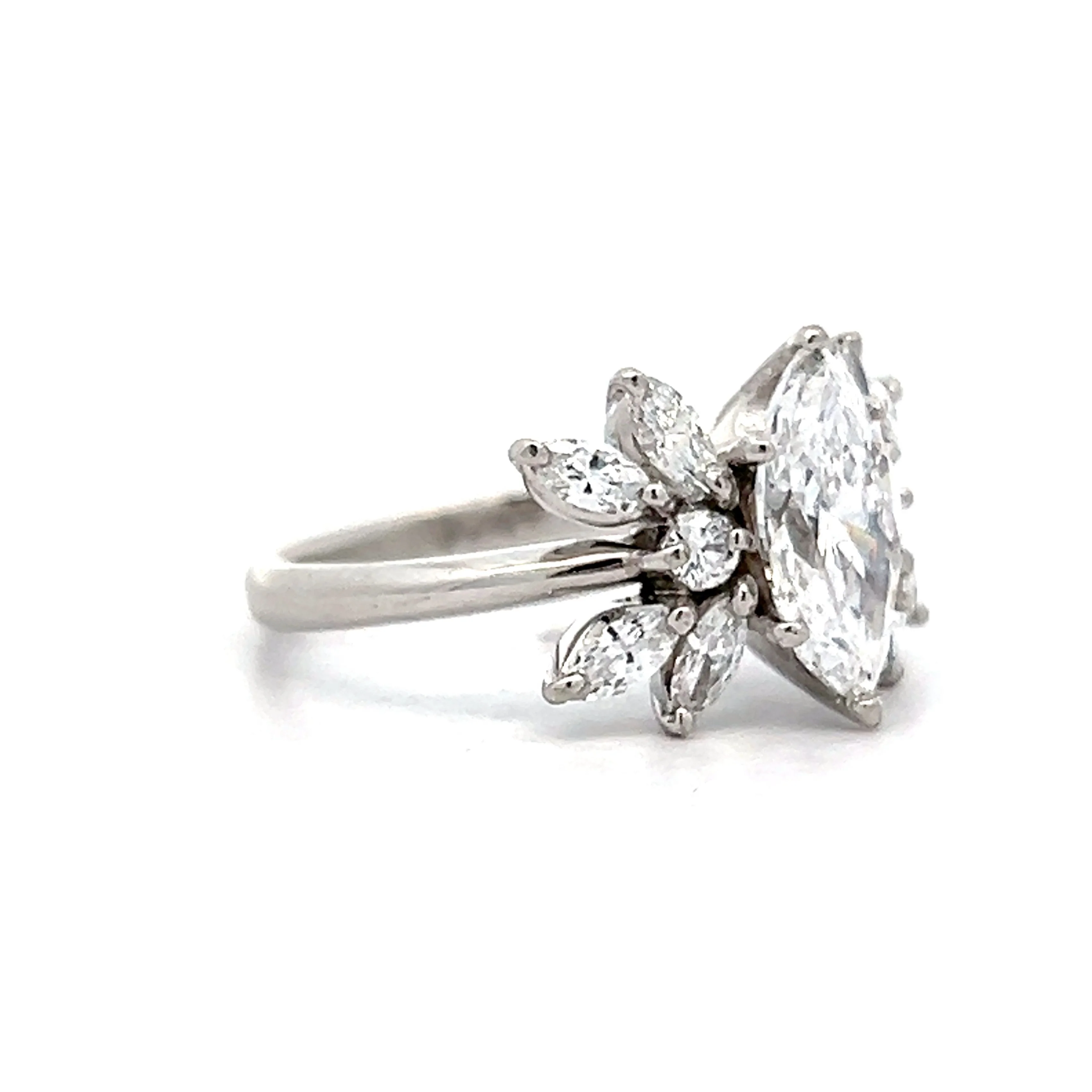 1.22 Marquise Diamond Cluster Engagement Ring in Platinum - Image 3