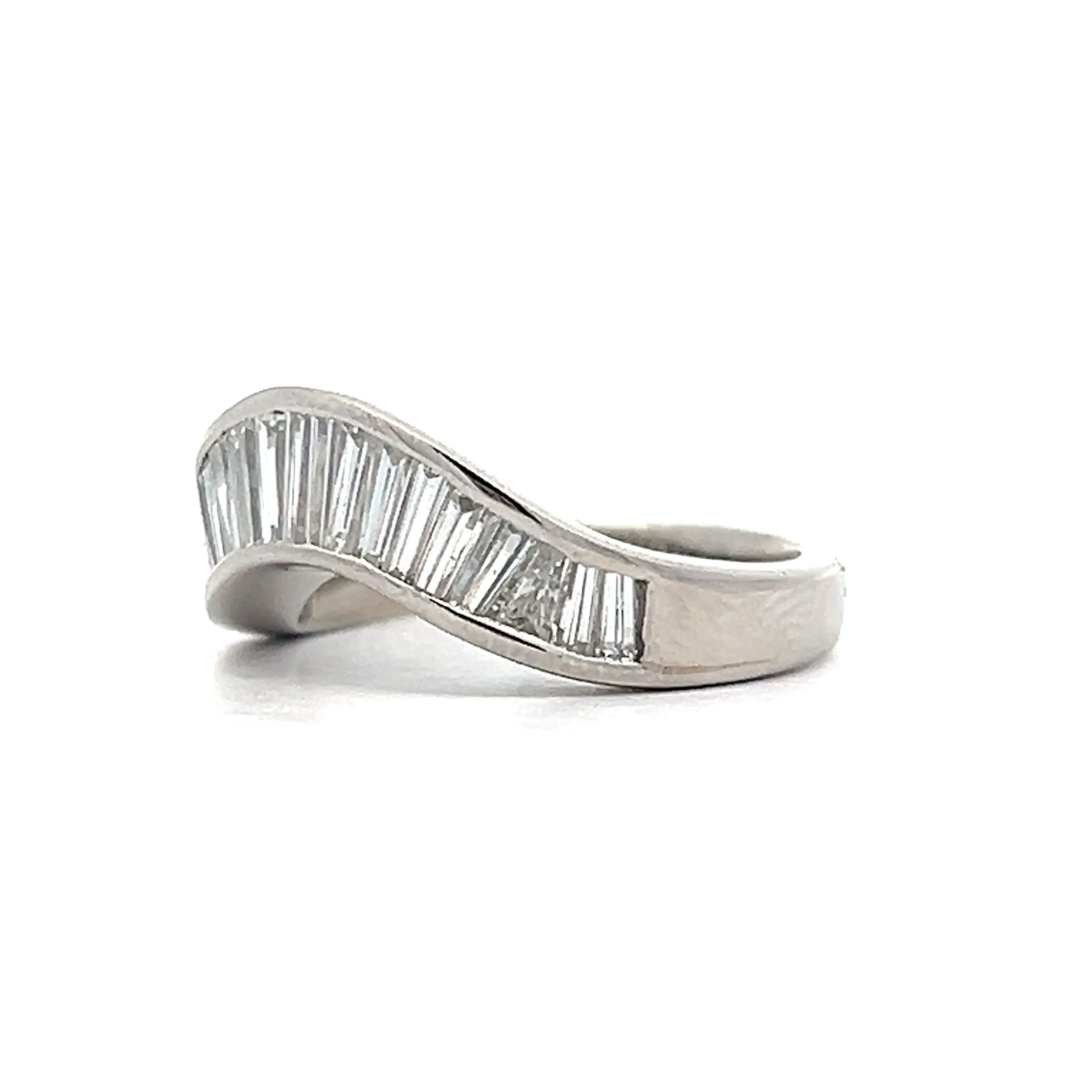 1.23 Baguette Diamond Contoured Wedding Band in Platinum - Image 2