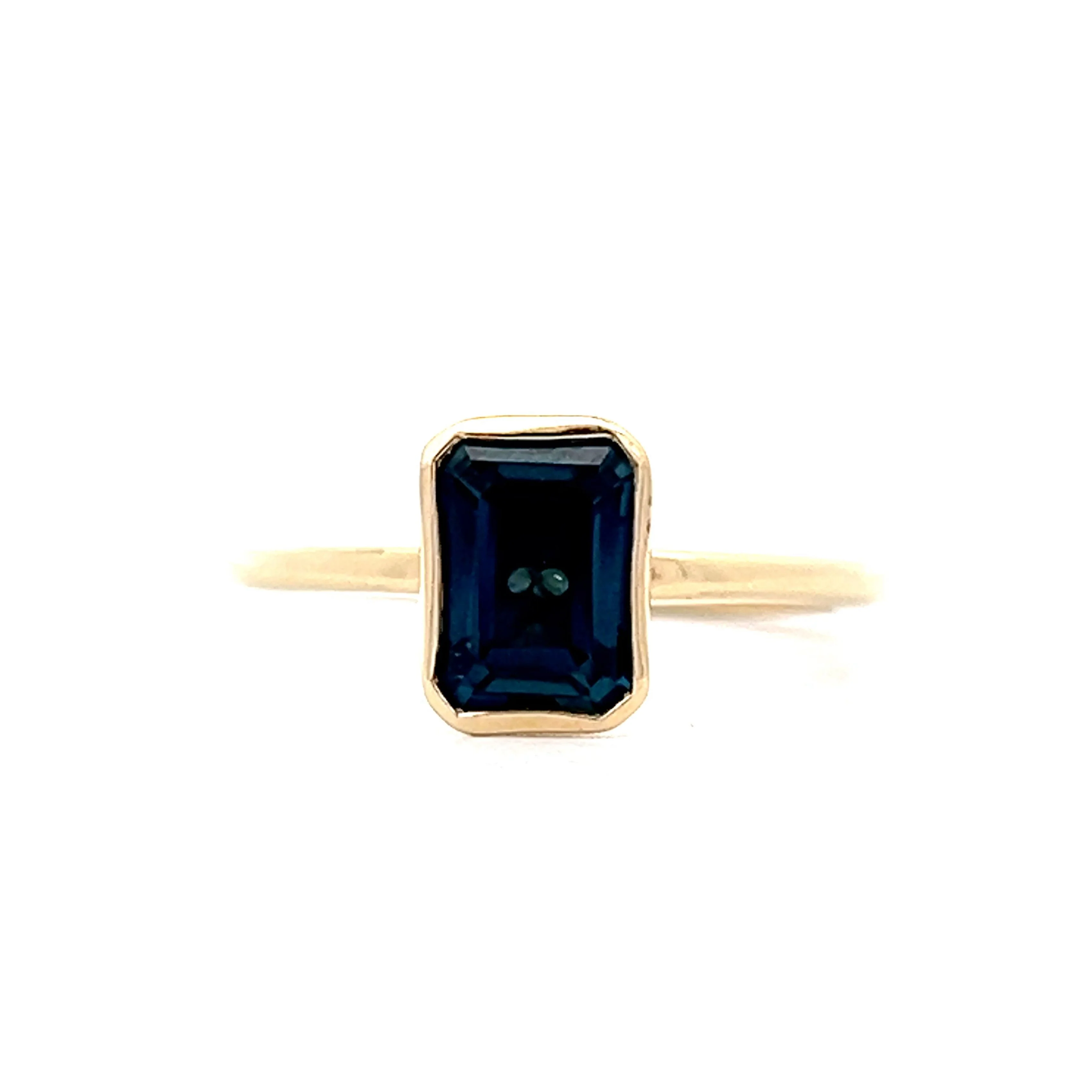 1.24 Blue Topaz Stacking Ring in 14k Yellow Gold
