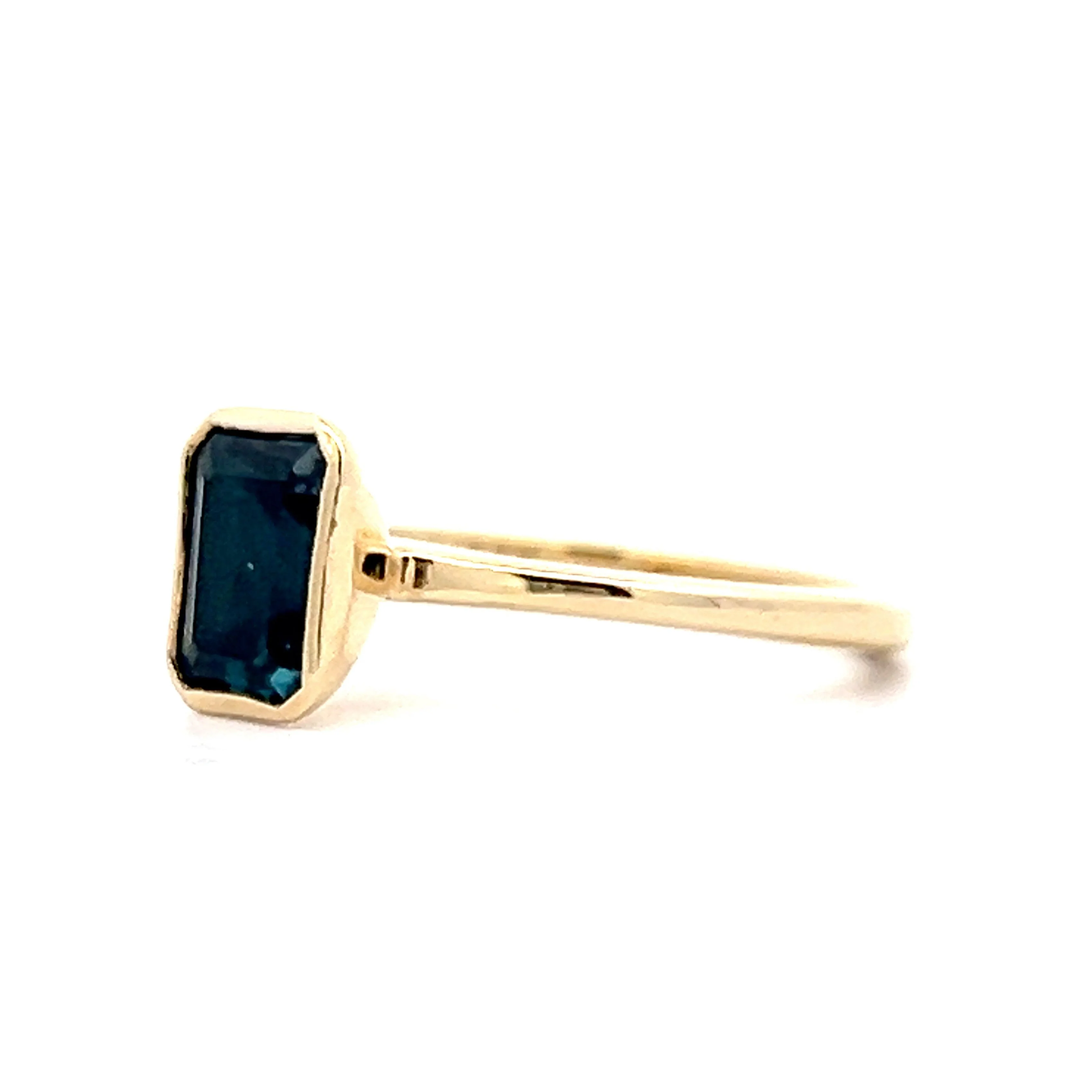 1.24 Blue Topaz Stacking Ring in 14k Yellow Gold - Image 2