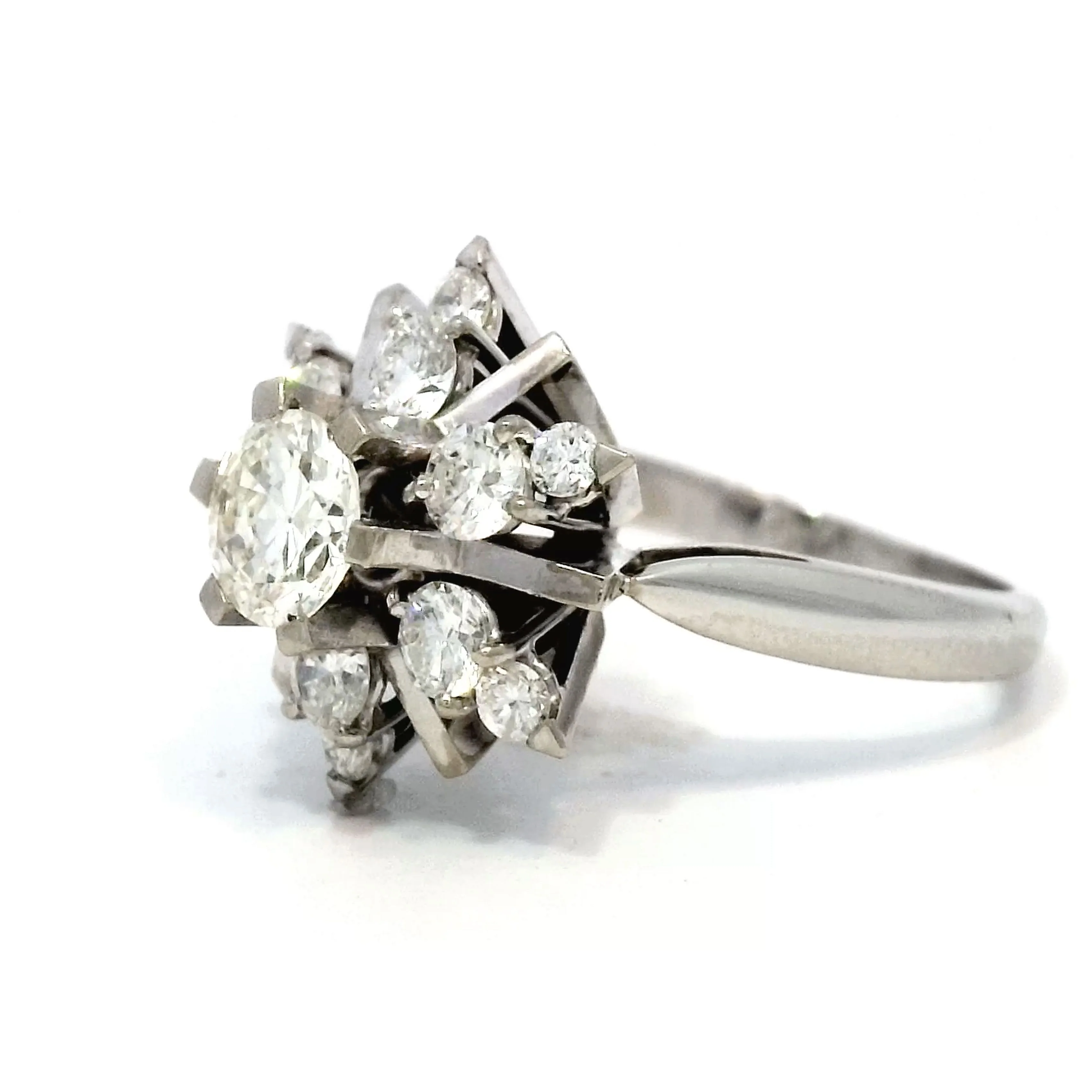 1.24 Diamond Floral Cocktail Ring in 18k White Gold - Image 2