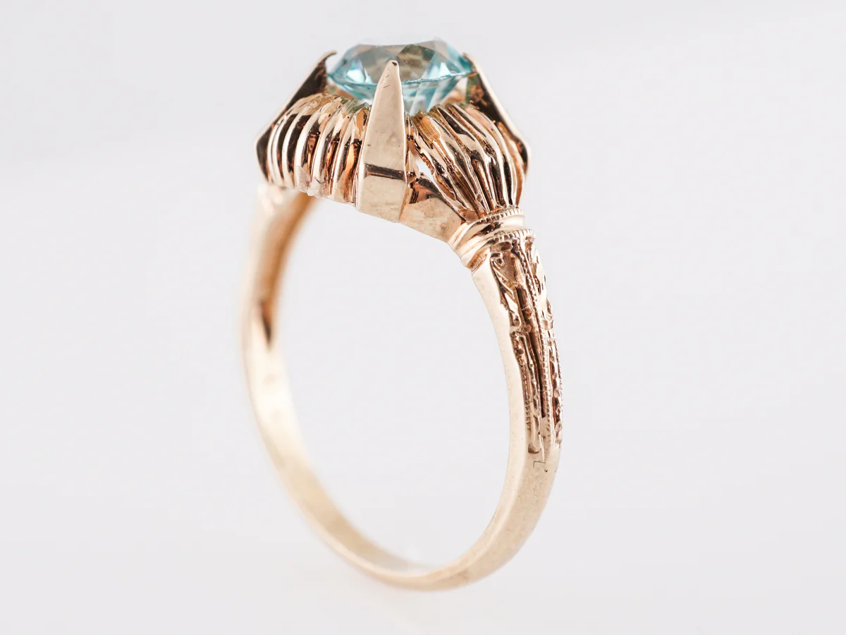 1.24 Retro Blue Zircon Engagement Ring in 14K - Image 5