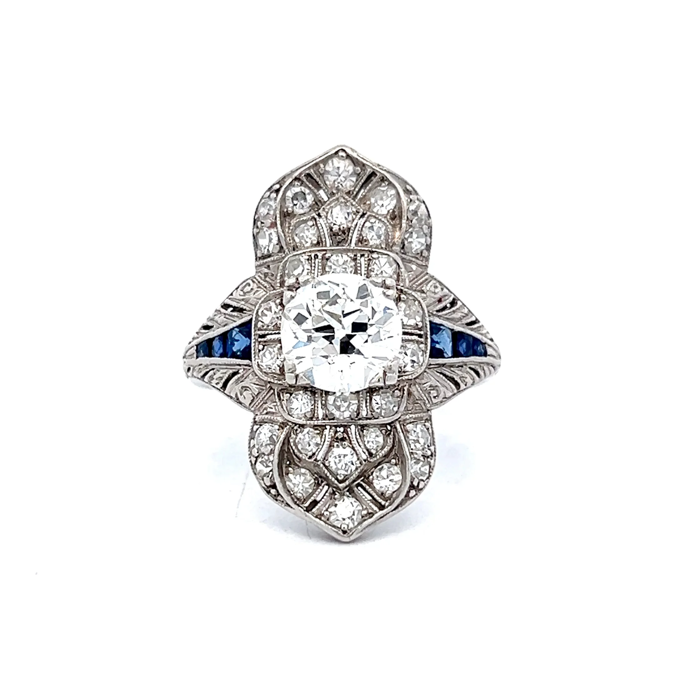 1.25 Antique Deco Diamond Dinner Ring in Platinum
