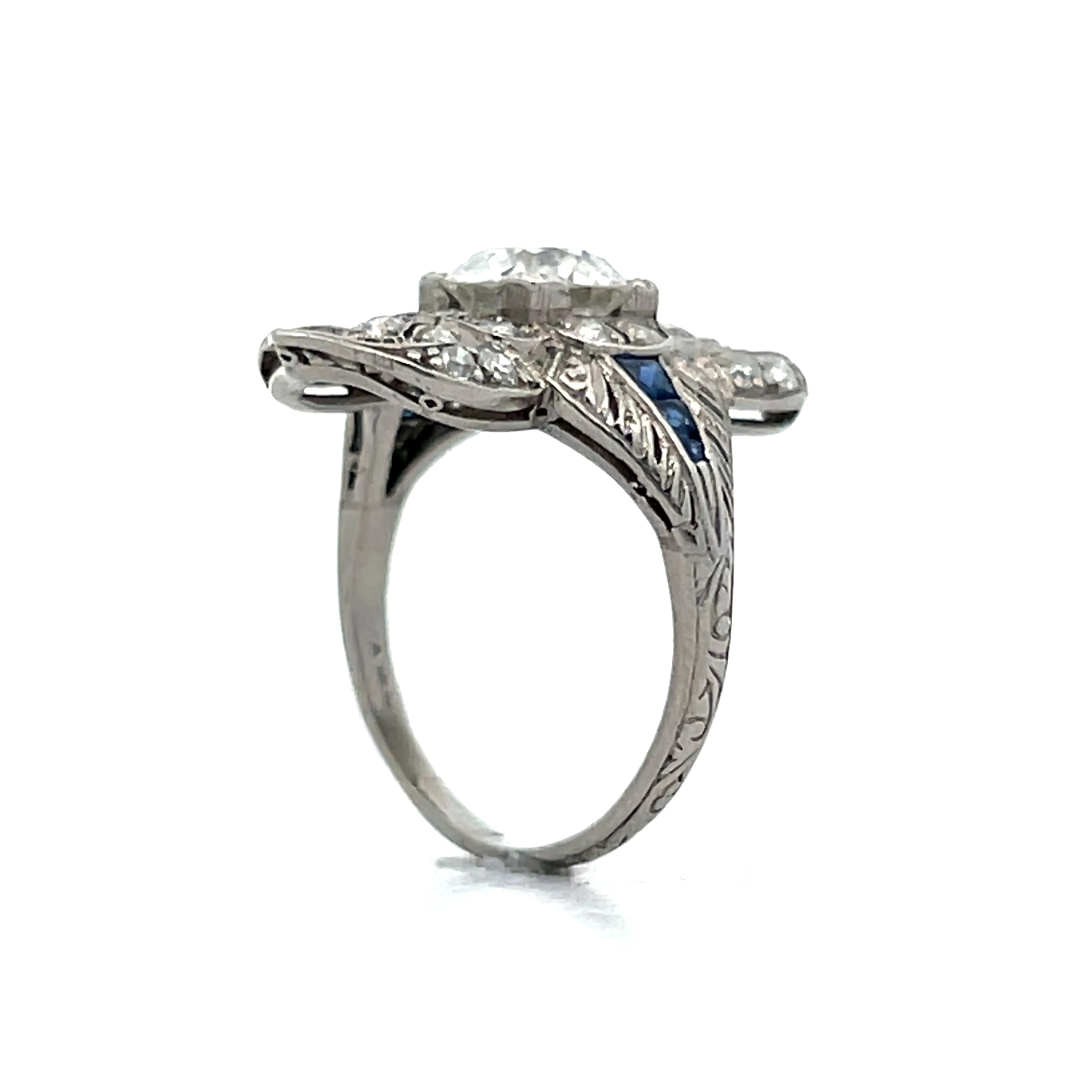 1.25 Antique Deco Diamond Dinner Ring in Platinum - Image 5