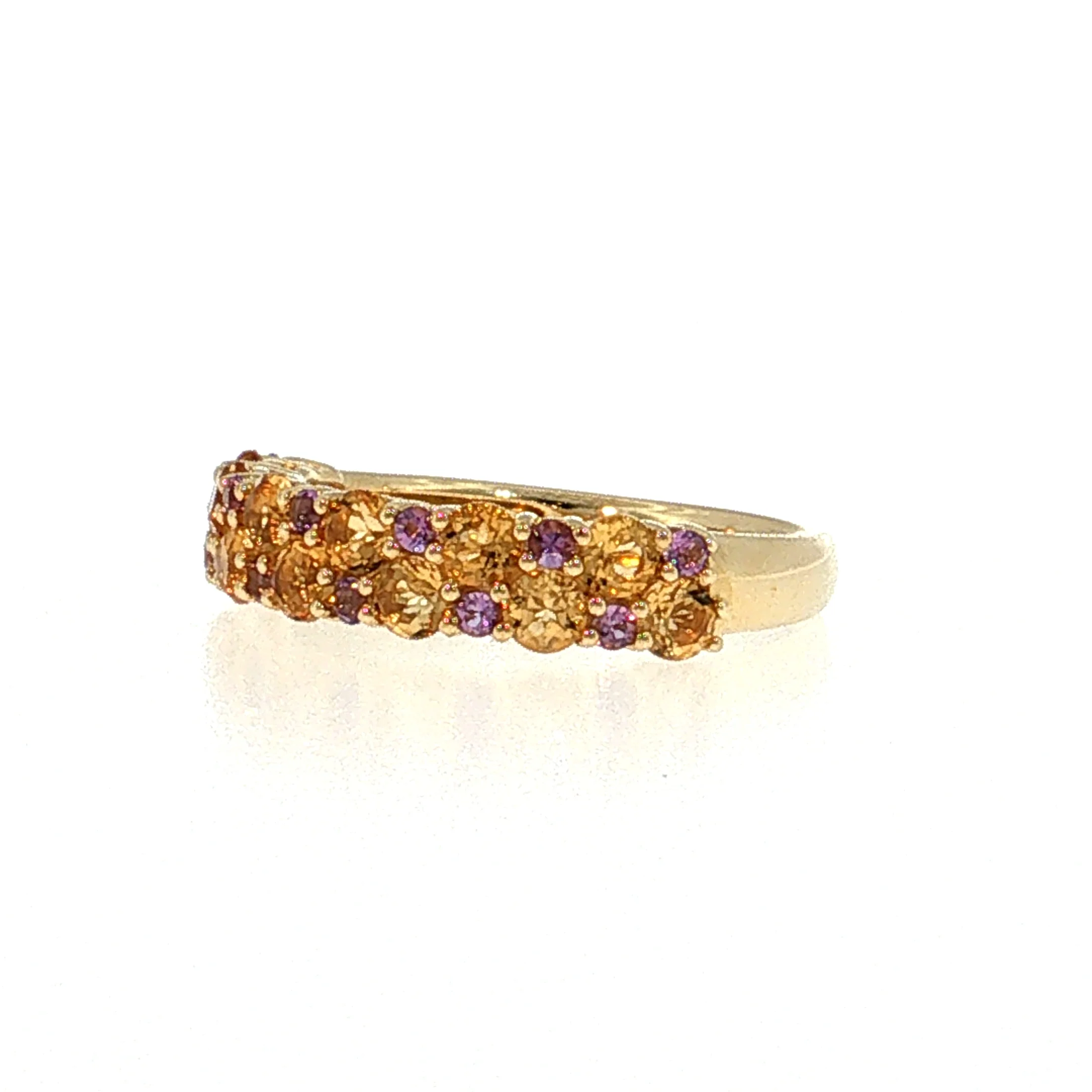 1.25 Citrine & Amethyst Stacking Ring 14k Yellow Gold - Image 2