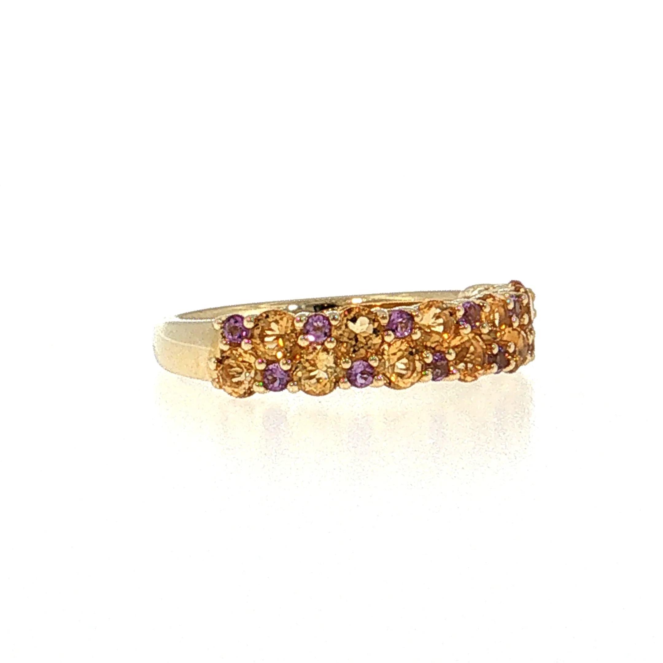 1.25 Citrine & Amethyst Stacking Ring 14k Yellow Gold - Image 3