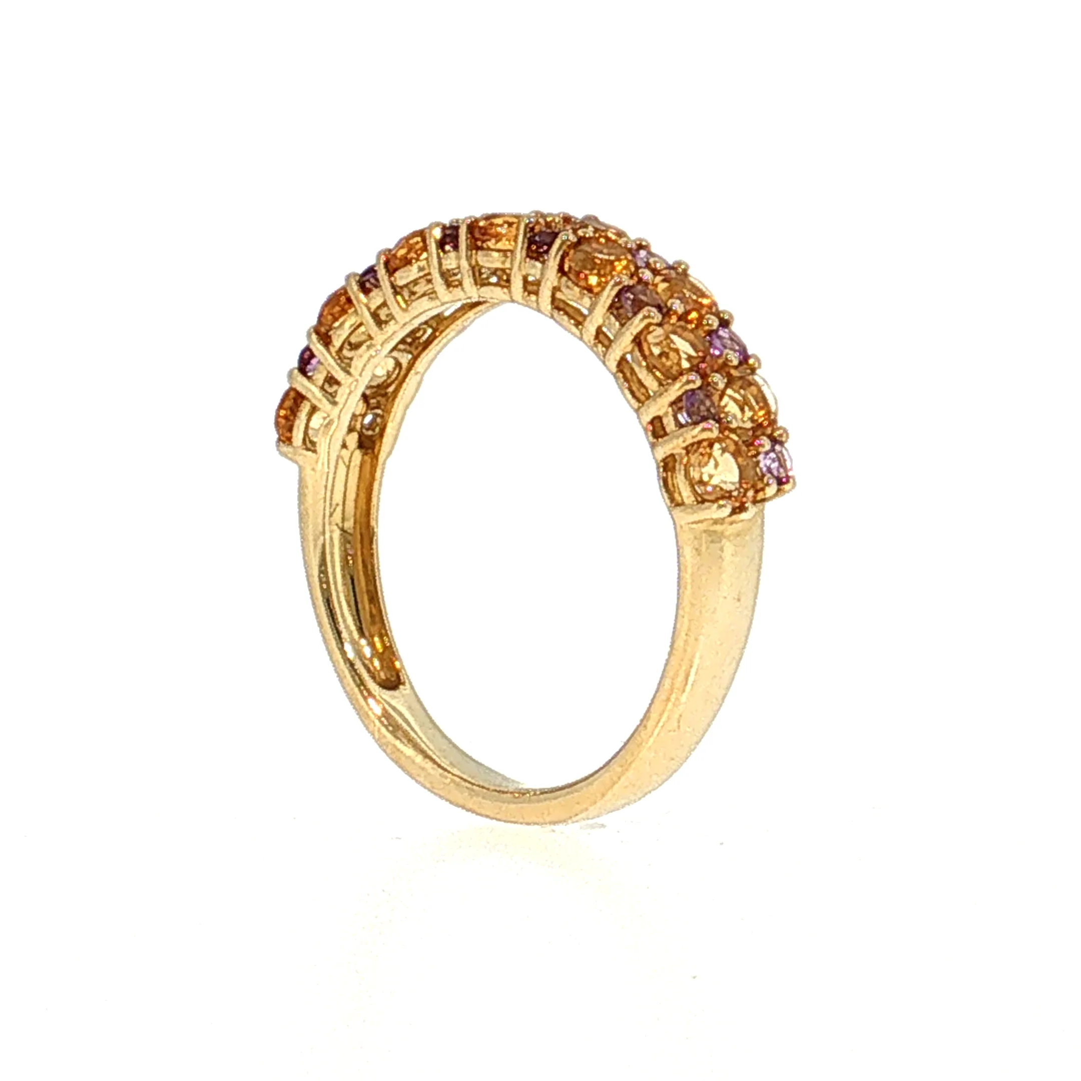 1.25 Citrine & Amethyst Stacking Ring 14k Yellow Gold - Image 5