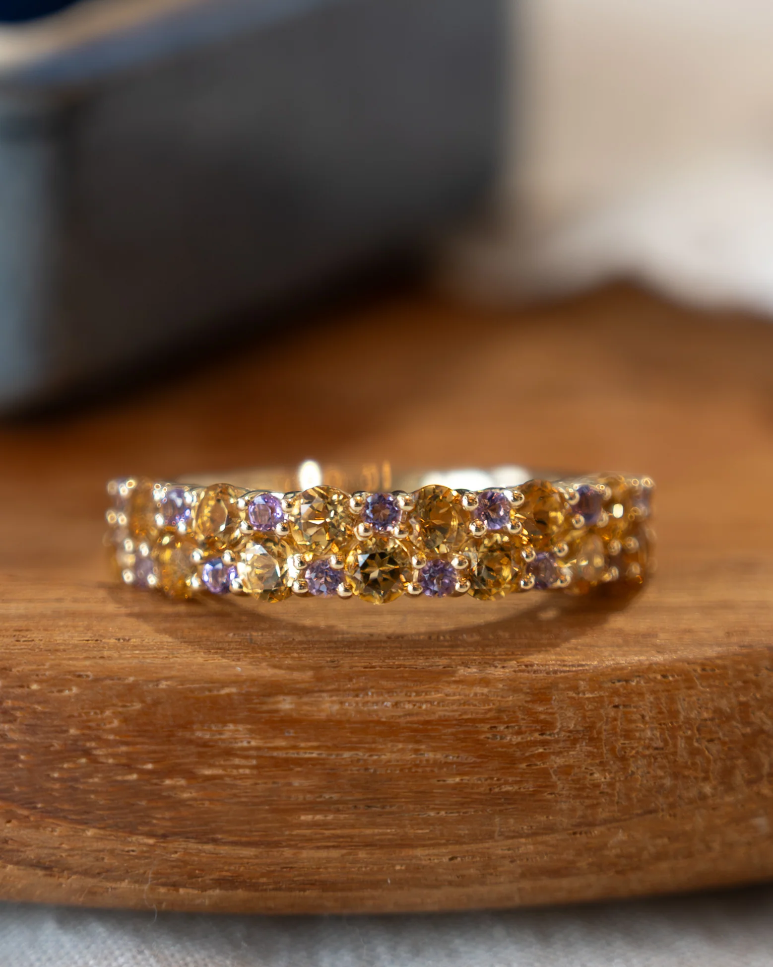 1.25 Citrine & Amethyst Stacking Ring 14k Yellow Gold - Image 6